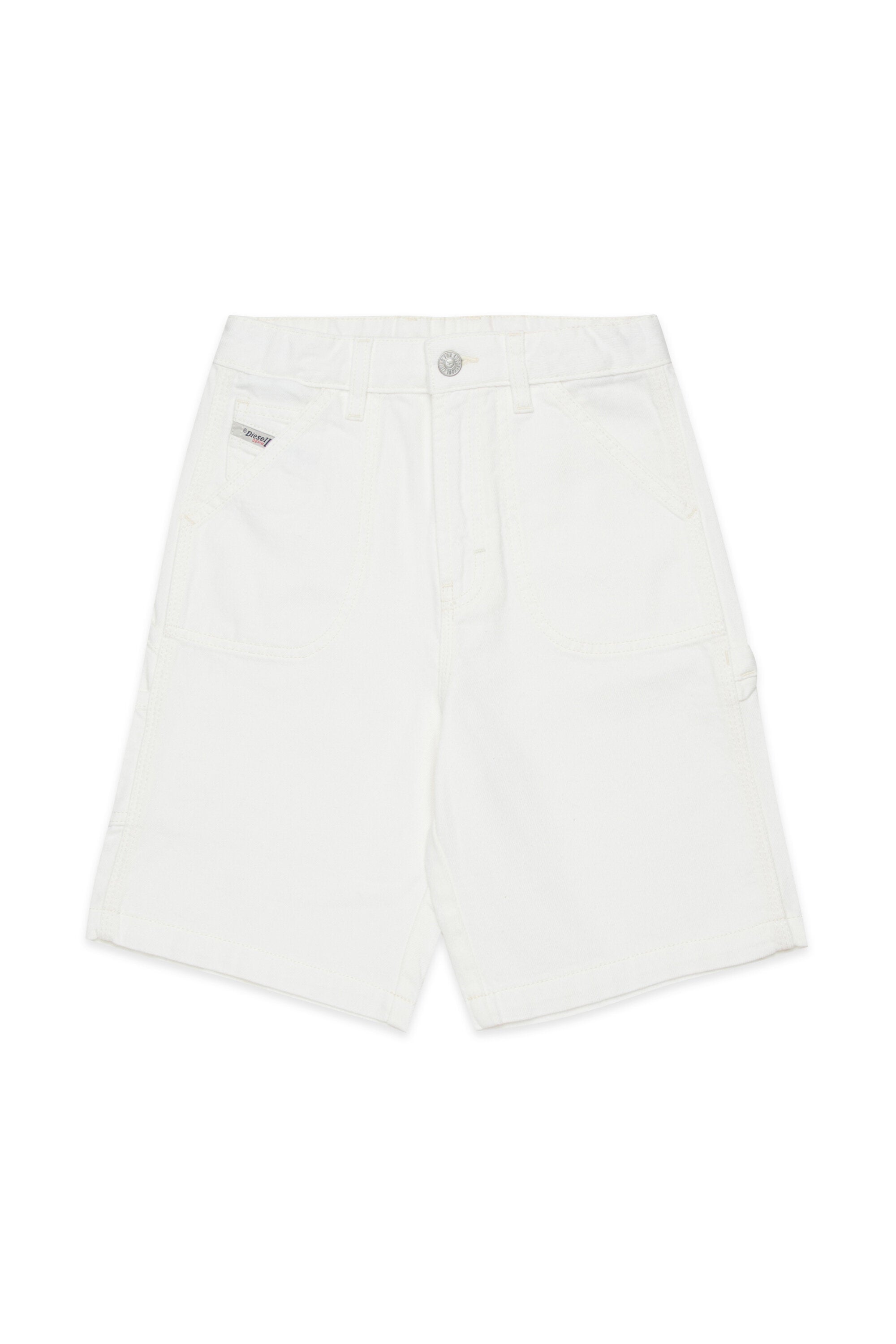 Shorts in denim bianco con logo - D-Bart