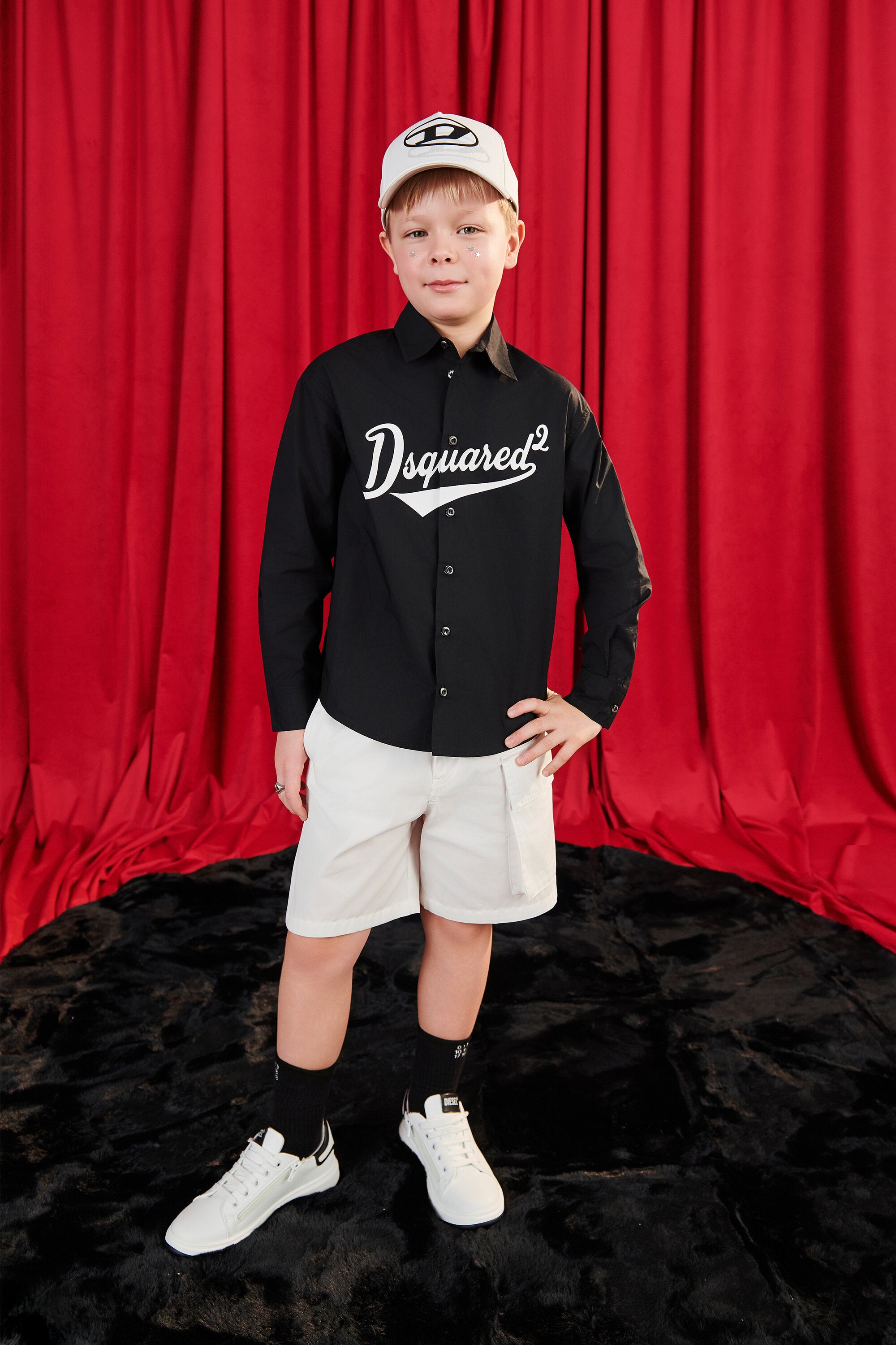 Shorts in denim bianco con logo - D-Bart