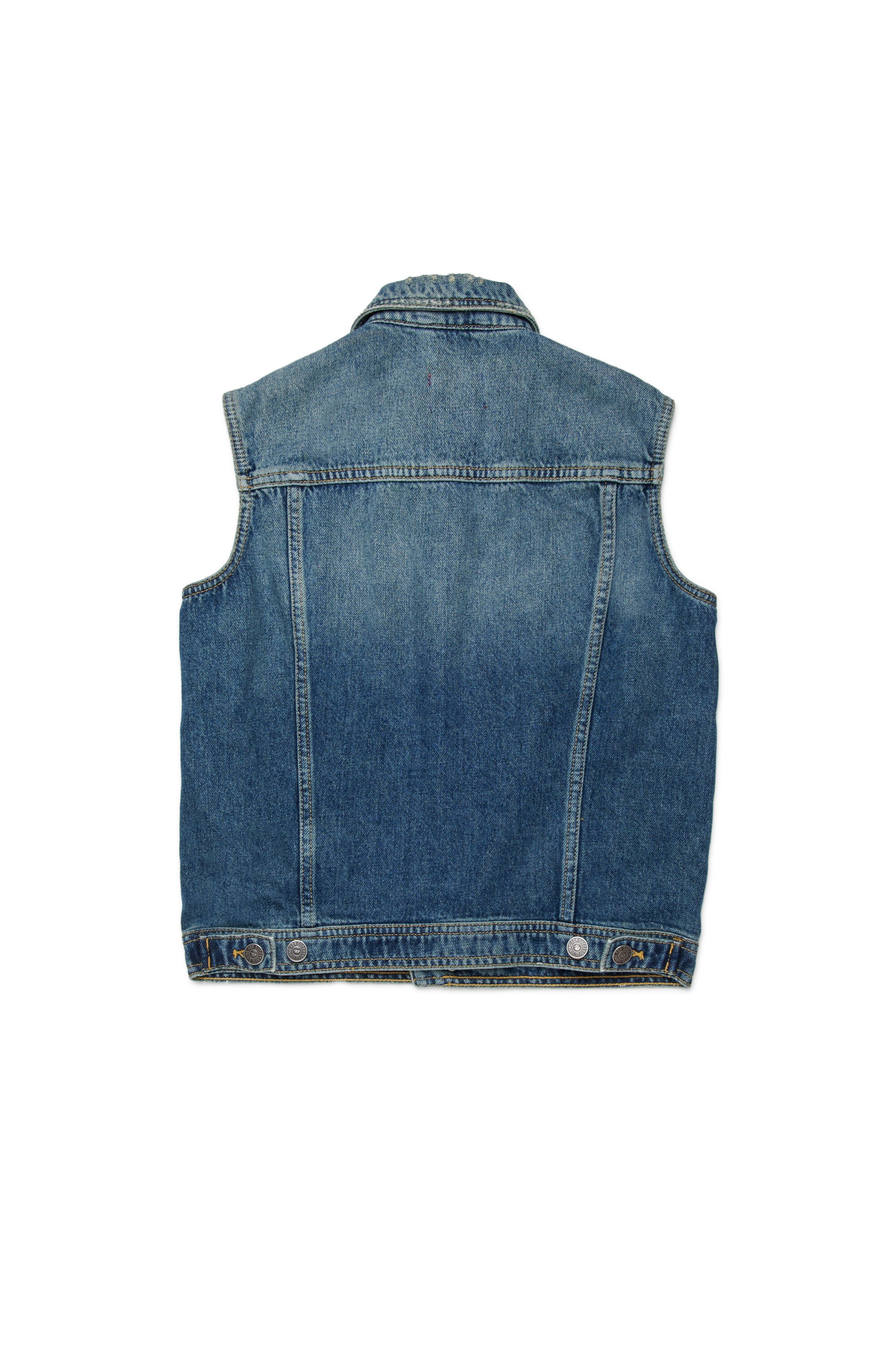Denim vest with printed logo