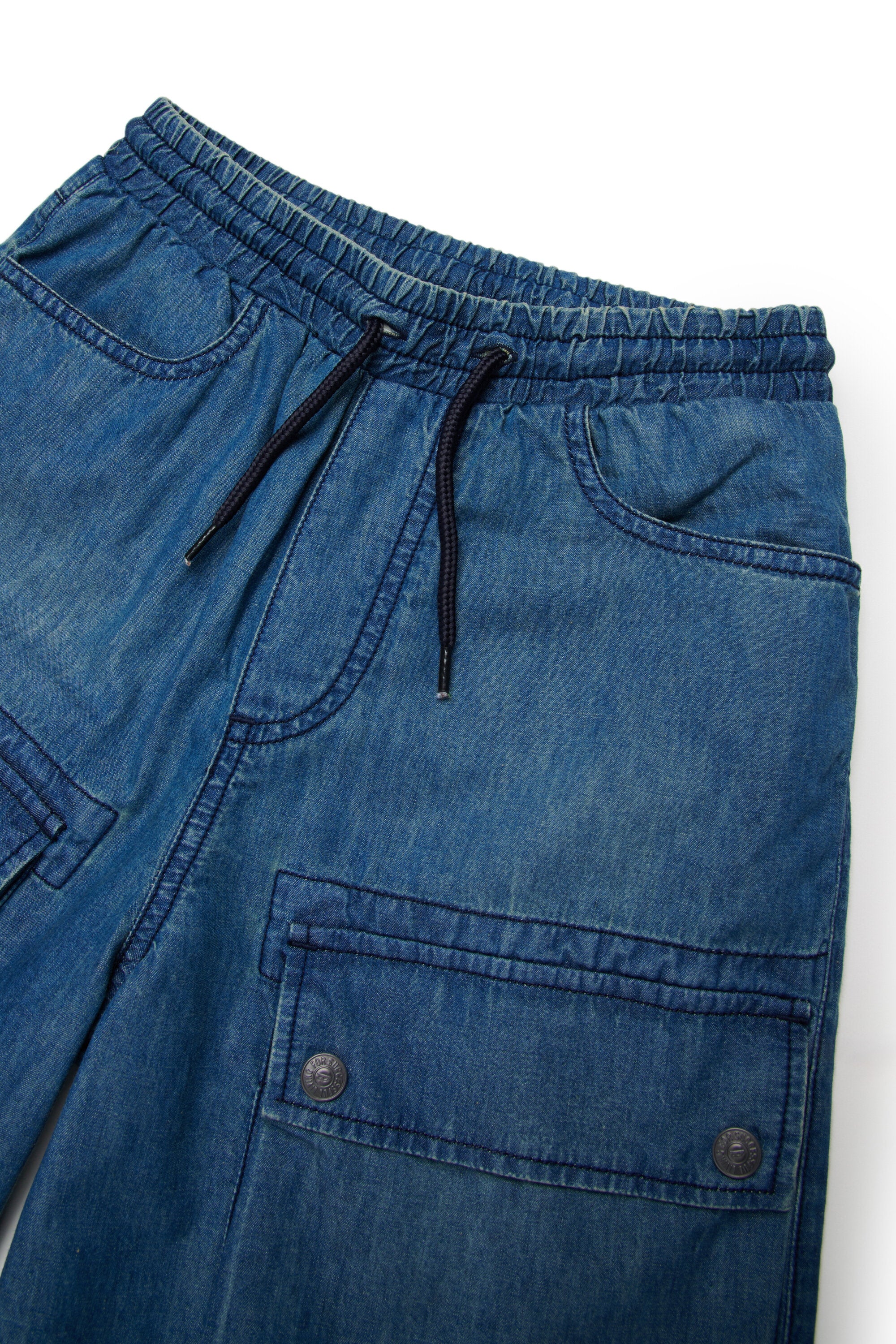 Denim cargo shorts