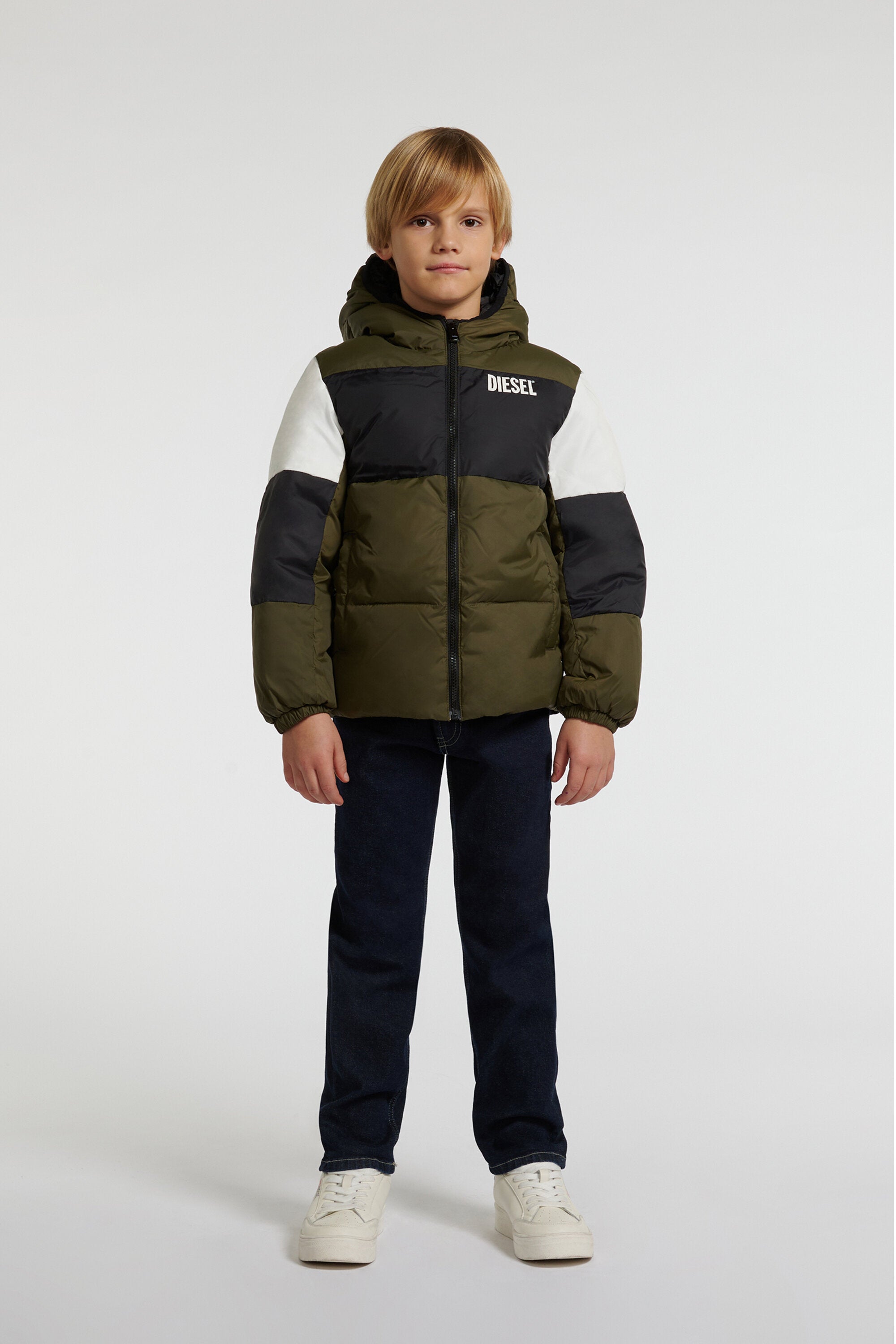 Giacca imbottita colorblock con logo