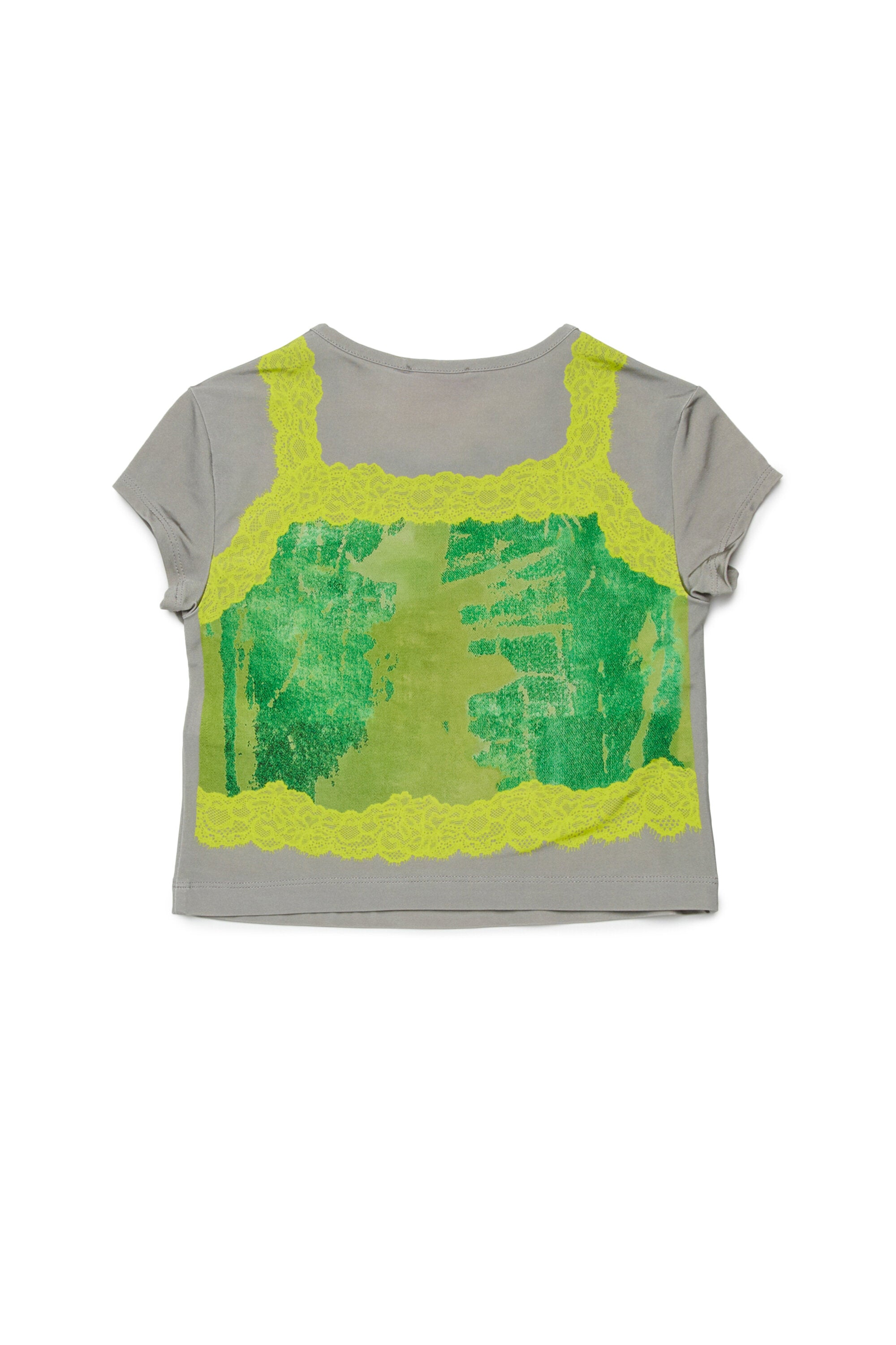 T-shirt con stampa effetto pizzo
