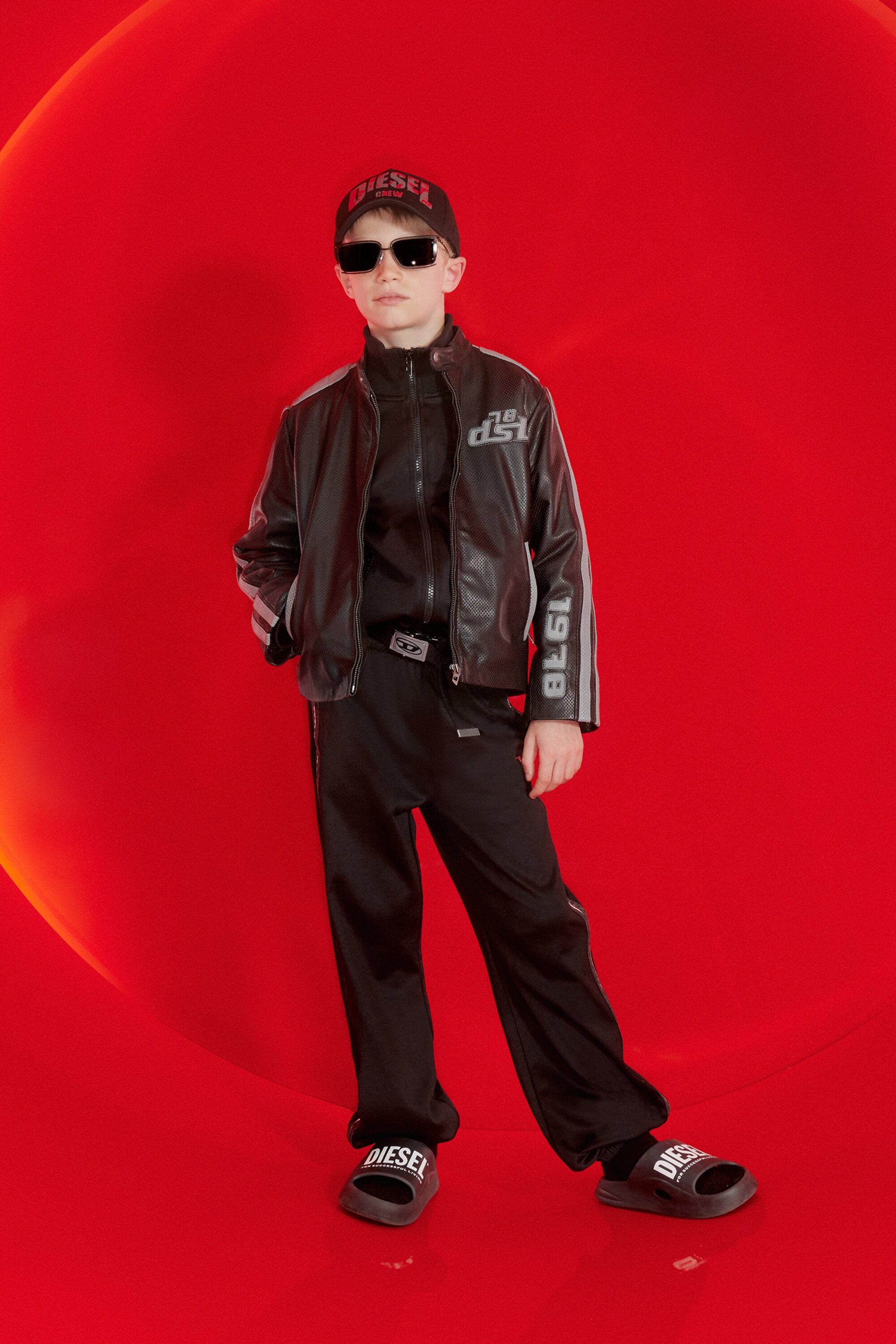 Giacca biker con logo stampato