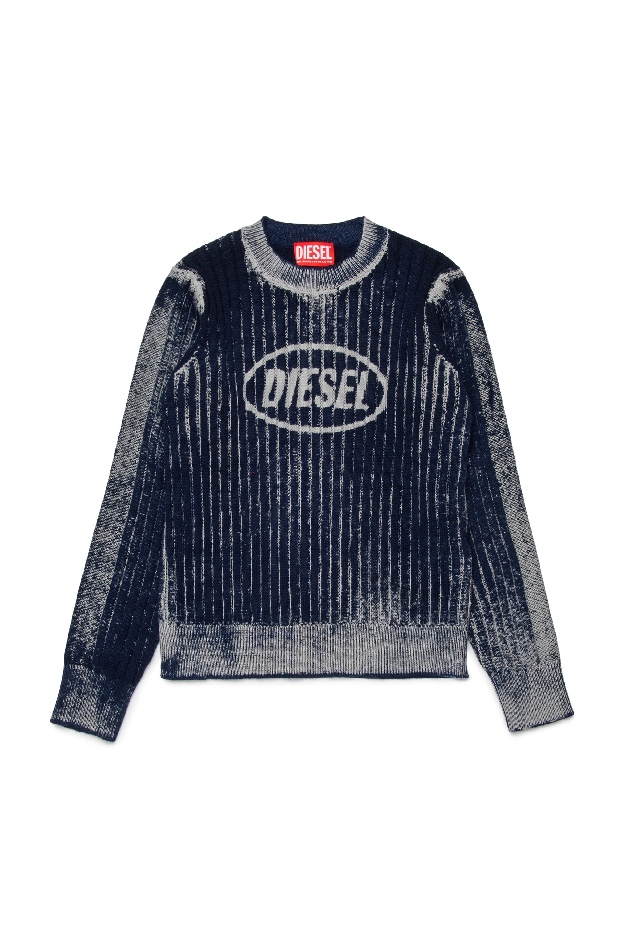 Pull ras du cou en maille côtelée avec logo