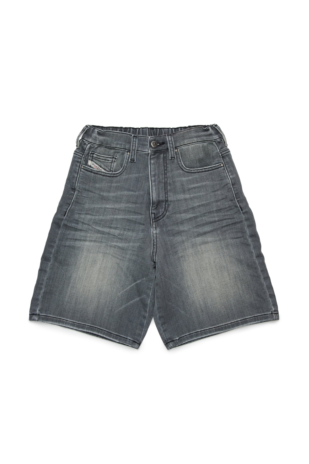 Graue Denim-Shorts im Used-Look
