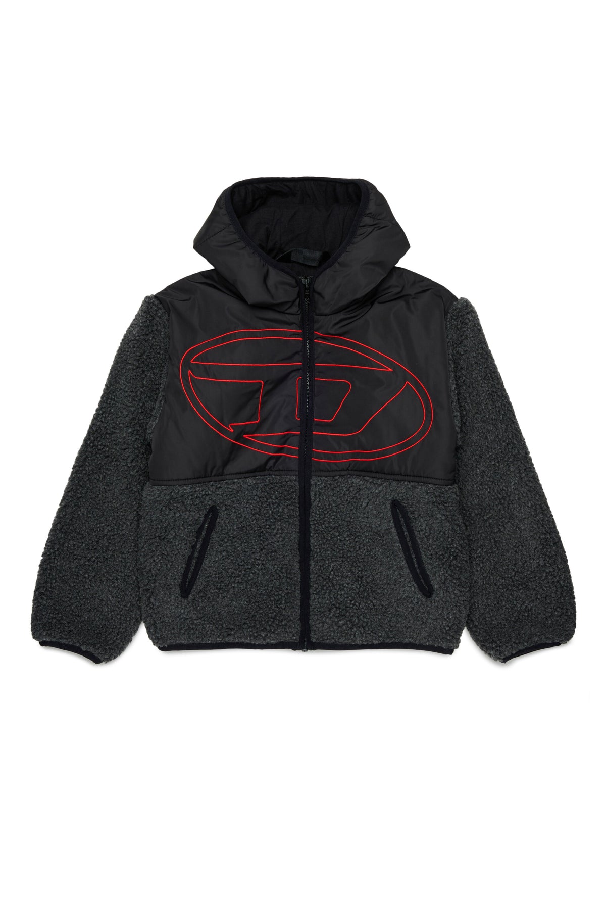 Giacca teddy con logo stampato