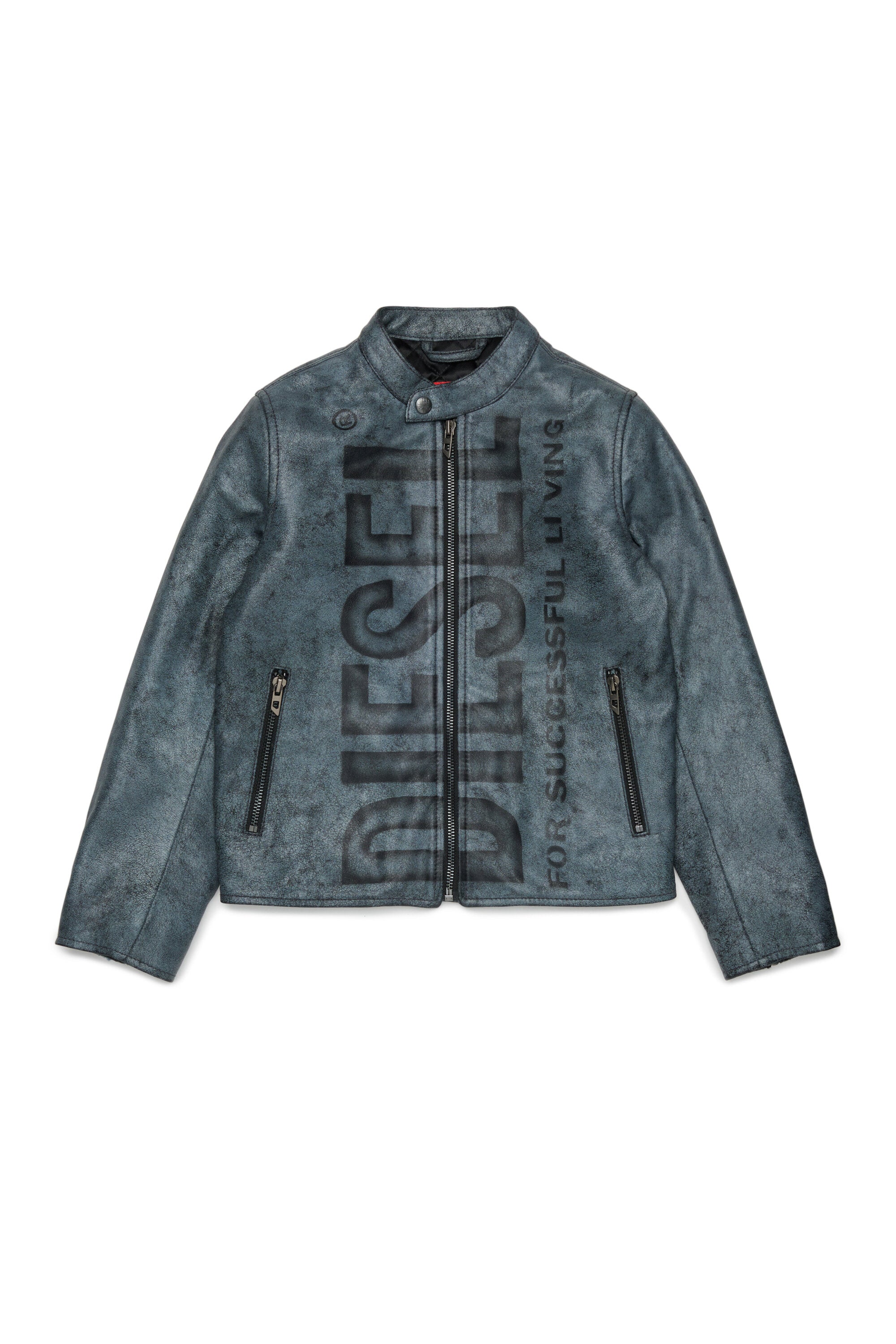 Chaqueta biker con logo estampado