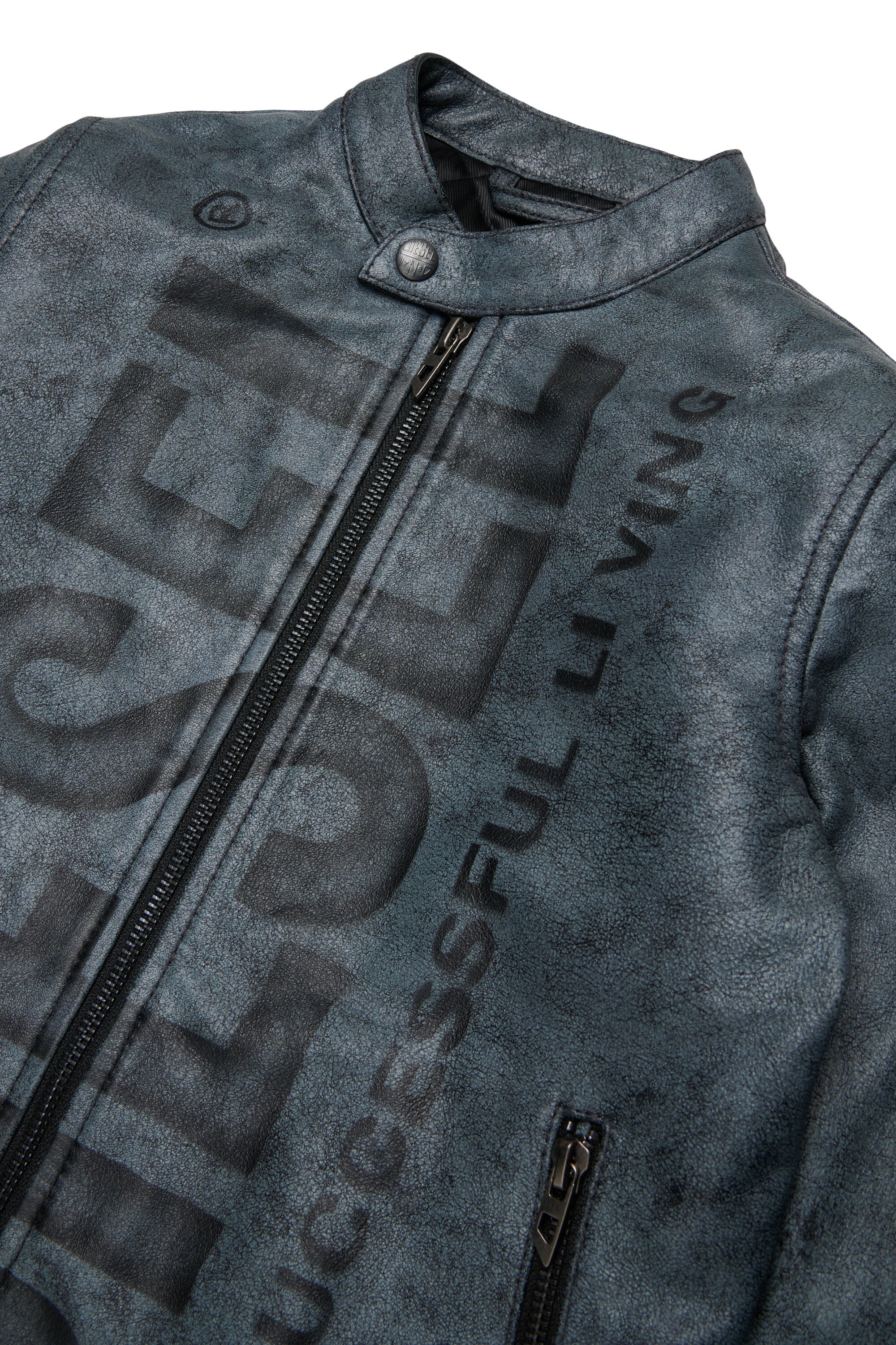Chaqueta biker con logo estampado