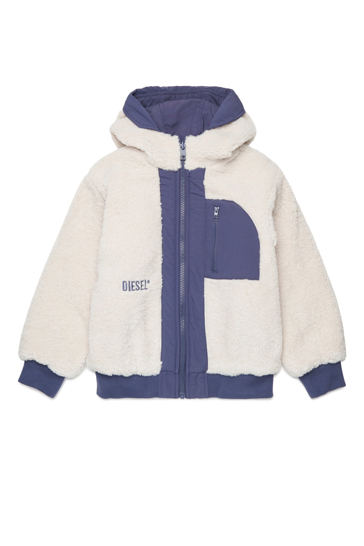 Giacca teddy reversibile con cappuccio
