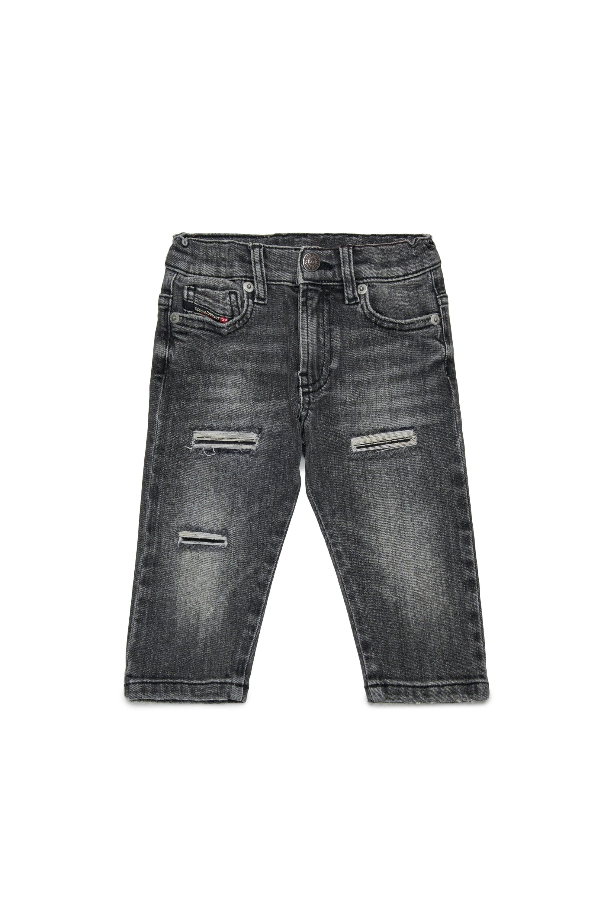 Jeans regular grigio scuro con strappi - D-Jools-B