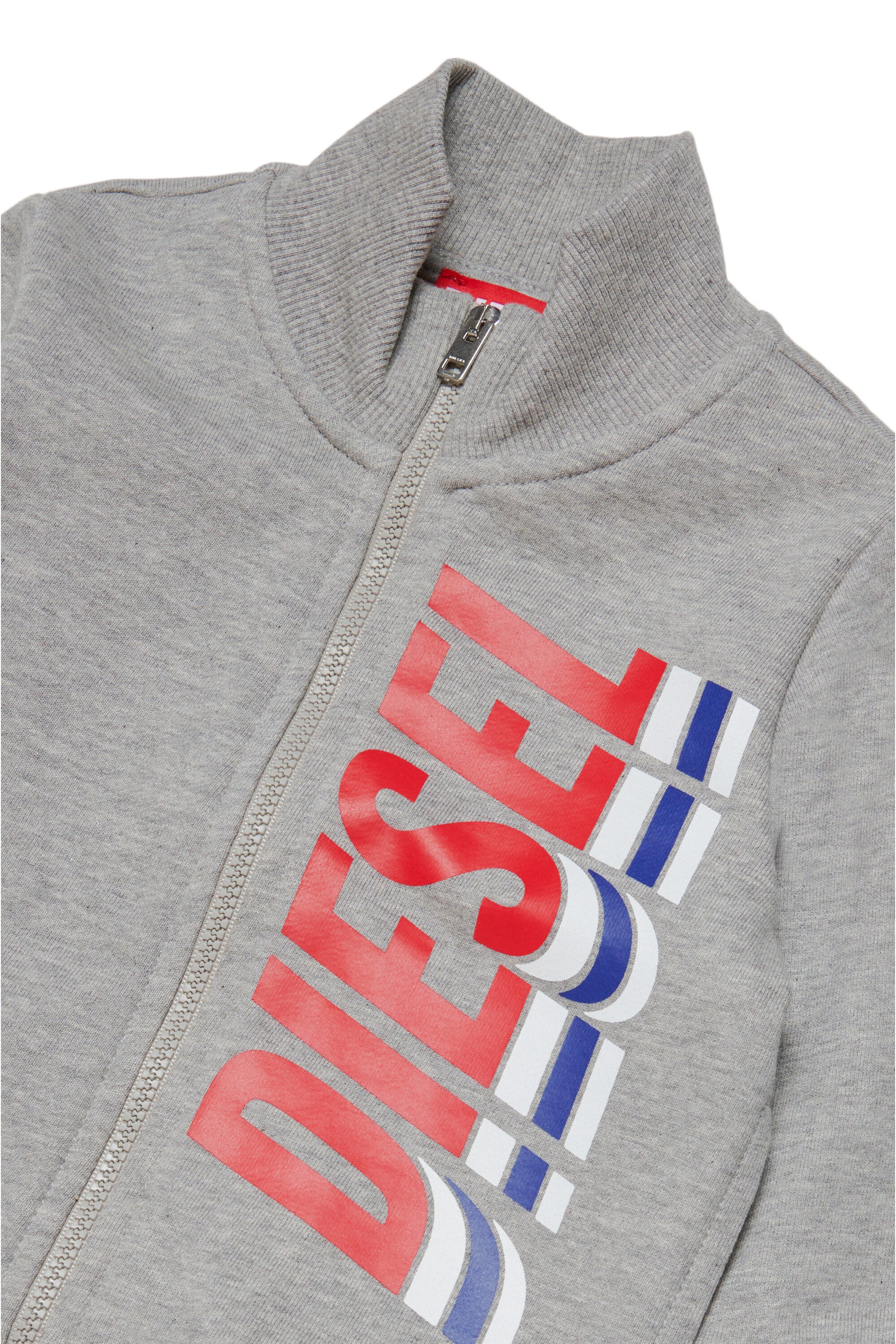 Cotton terry sweatshirt with zip and dynamic logo