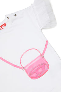 Cotton jersey dress with handbag print