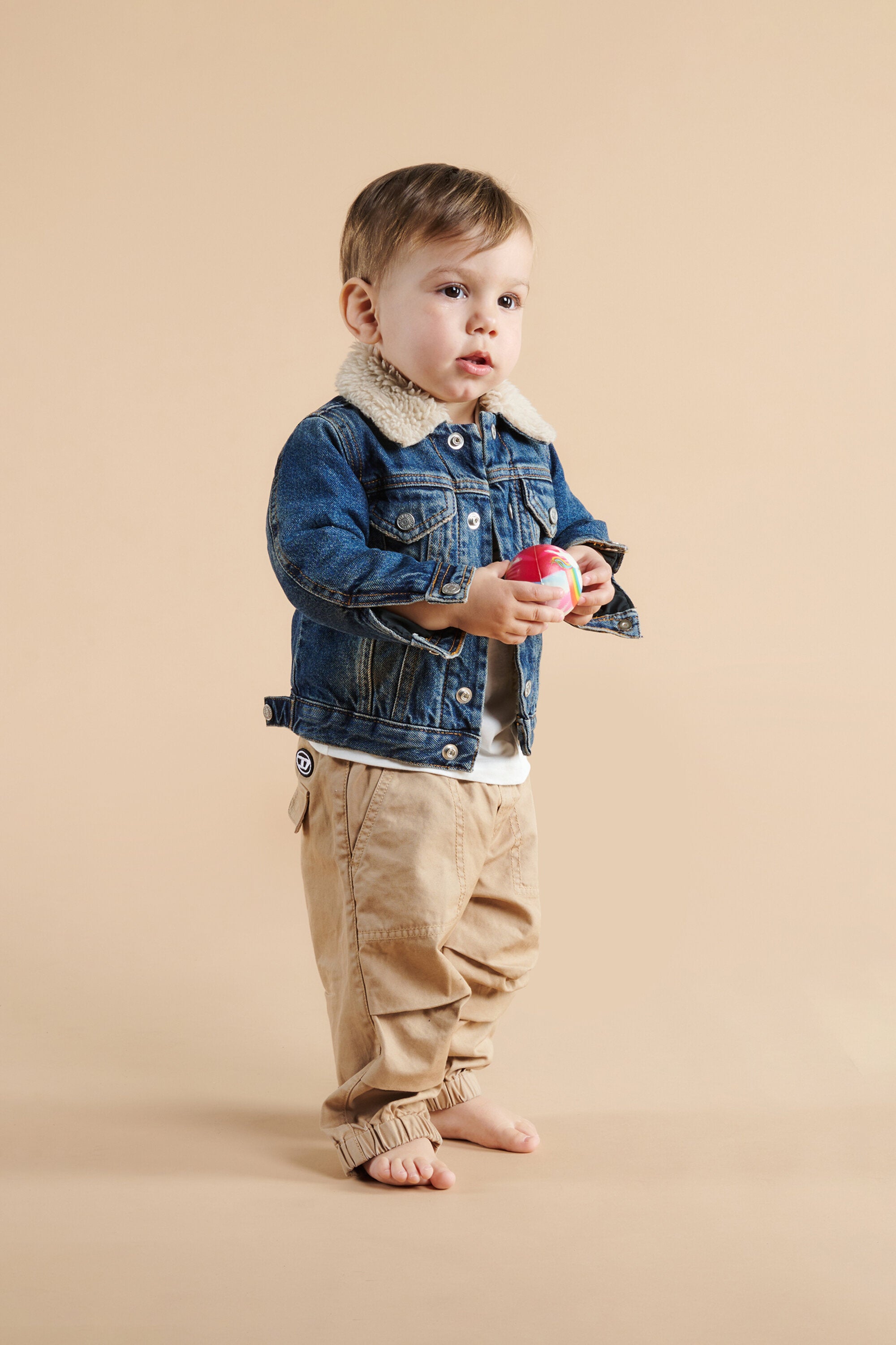 Veste camionneur en denim à effet sale avec intérieur en peluche