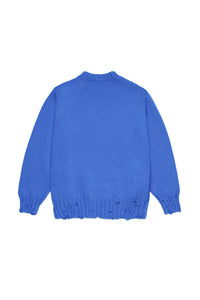 Crew-neck pullover with breaks