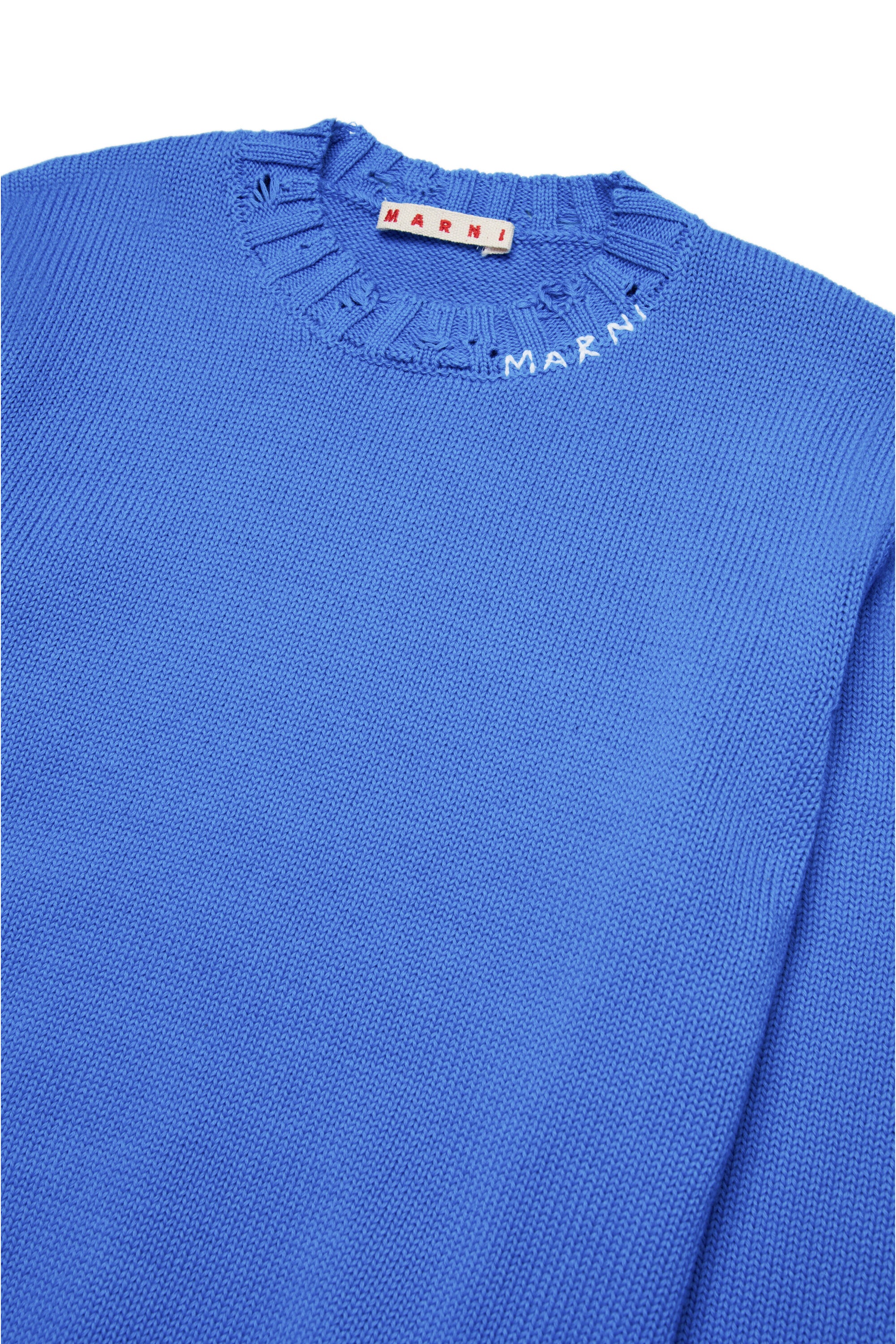 Crew-neck pullover with breaks