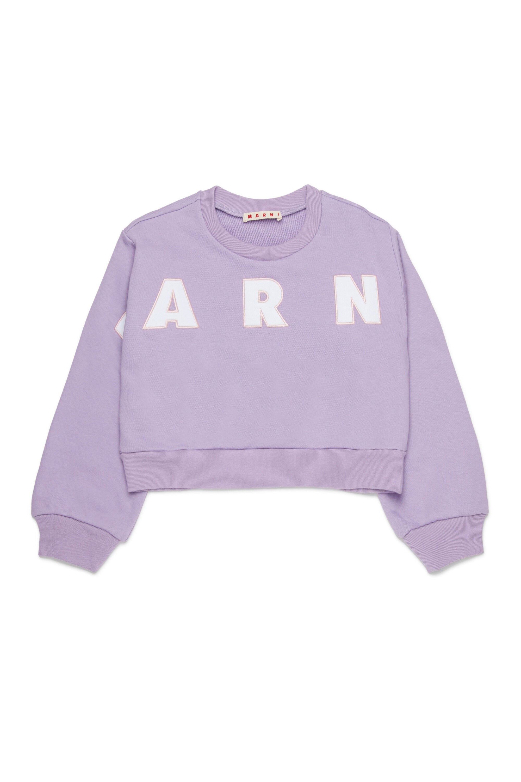 Felpa girocollo cropped con logo Patch Marni ricamato