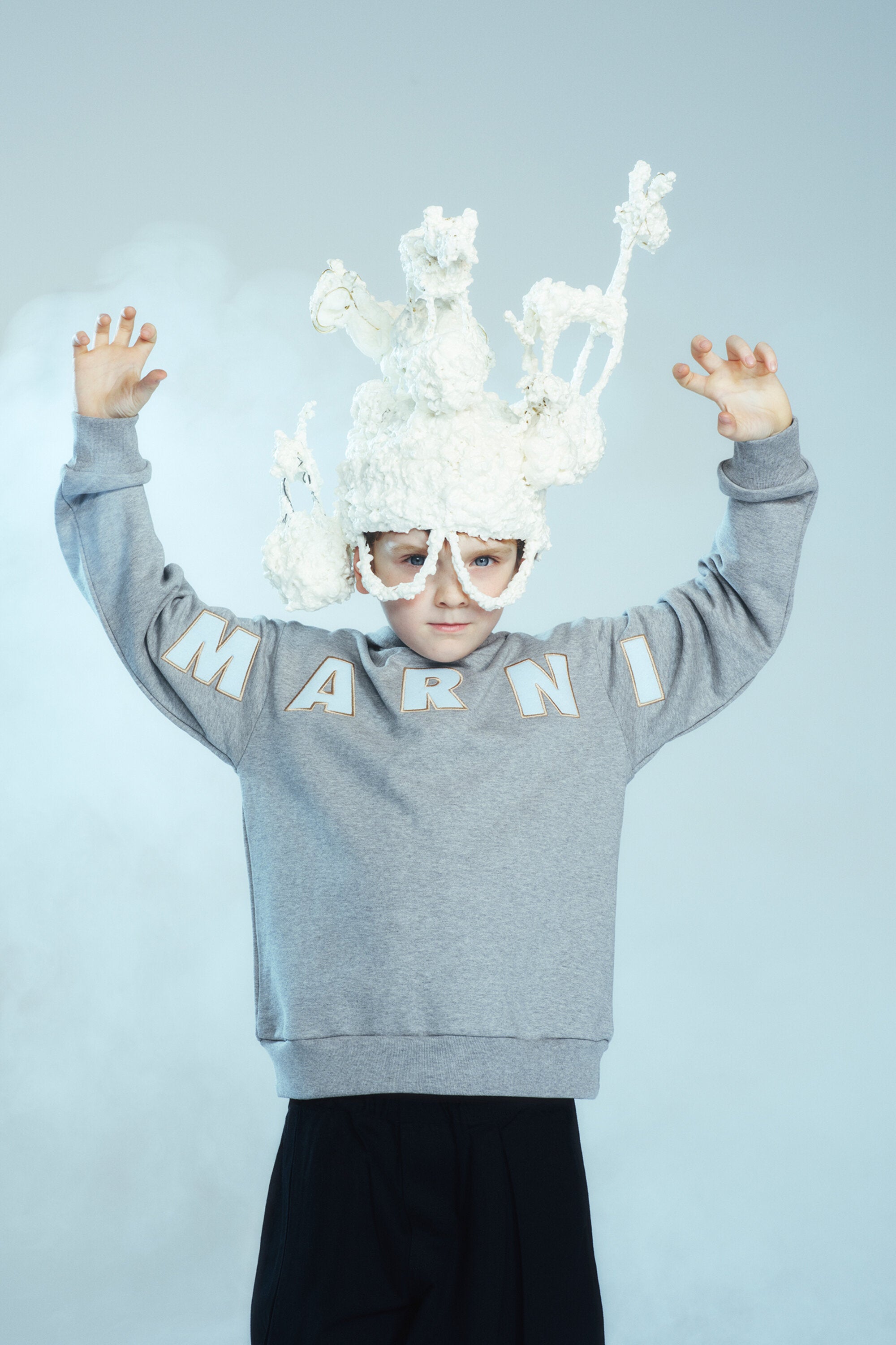 Hooded sweatshirt with embroidered Marni patch logo