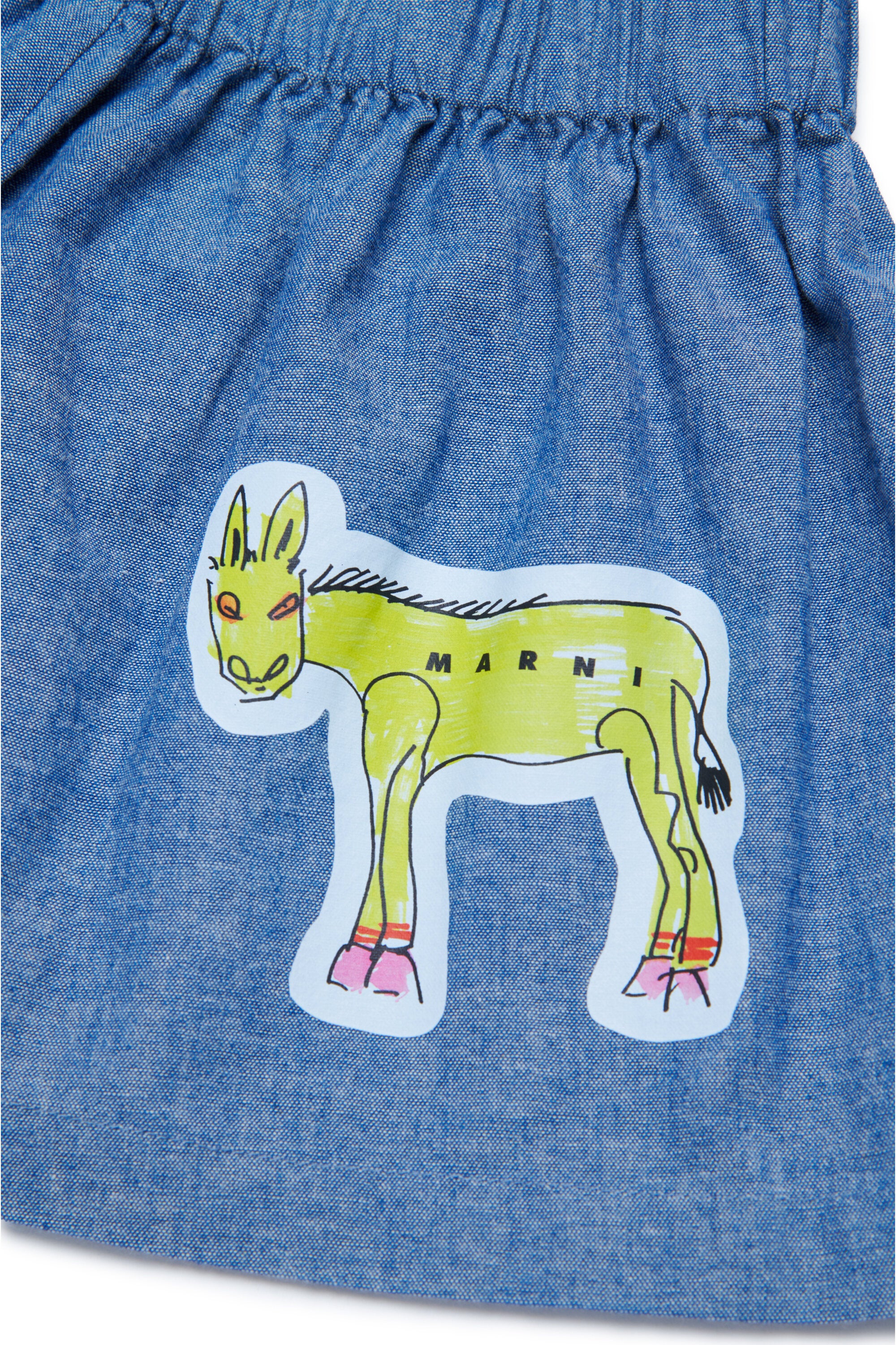 Gonna in chambray con disegni