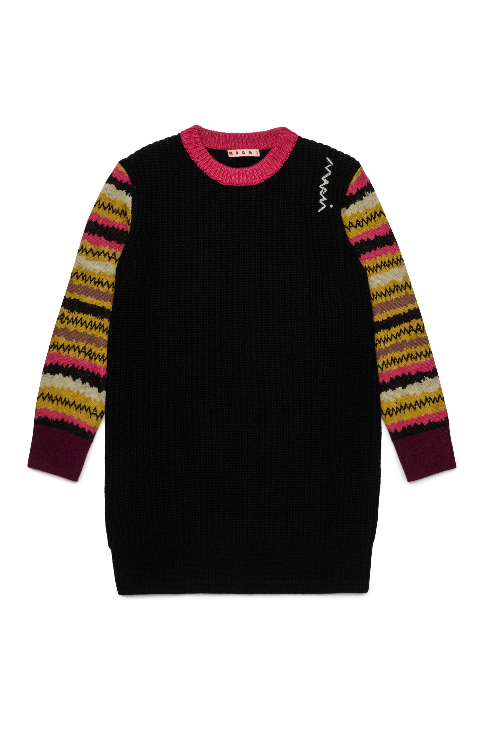 Abito mini in misto lana con maniche a fantasia Rock Doll