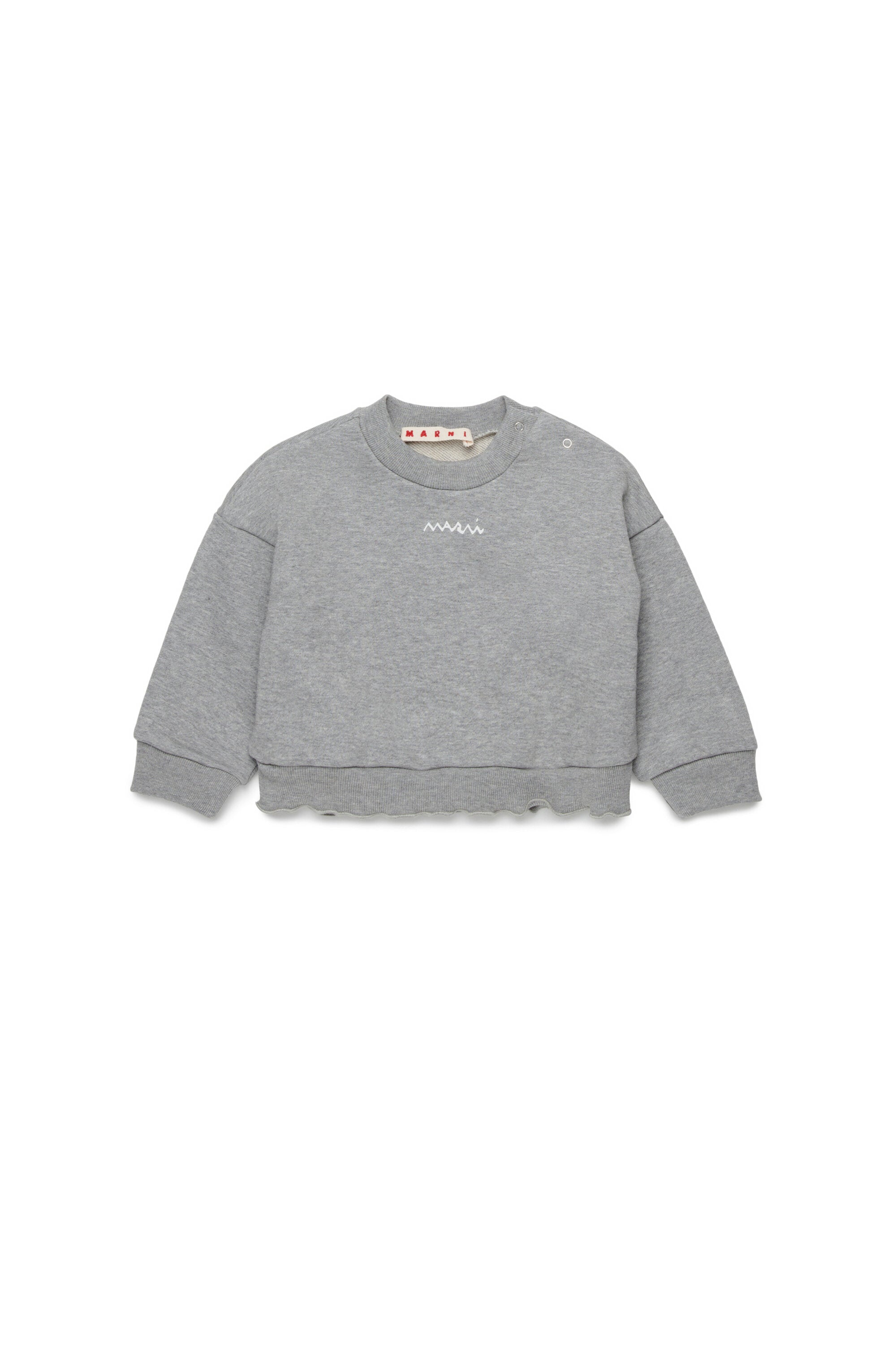 Crew-neck sweatshirt with flounces on the bottom