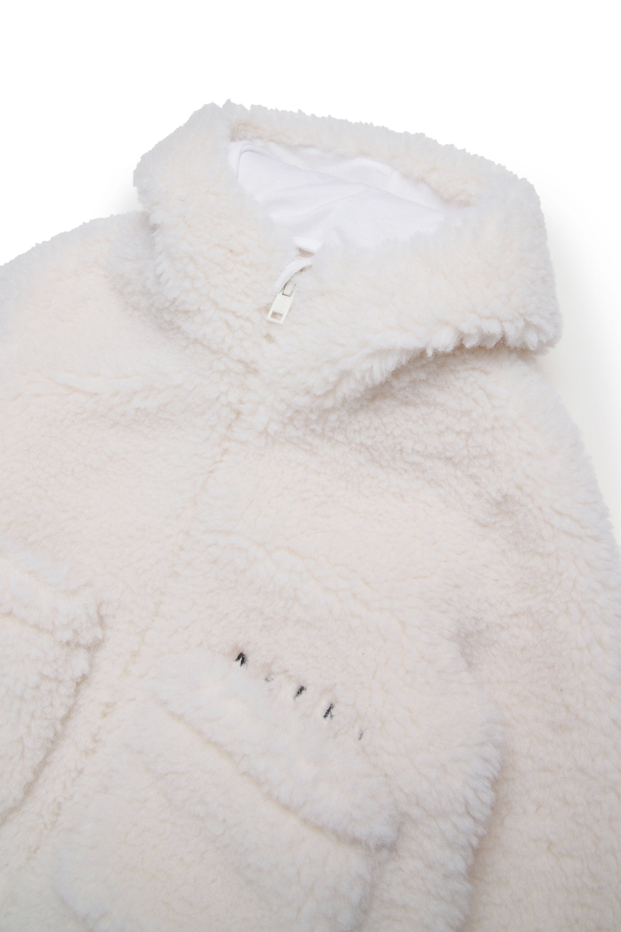 Giacca teddy con cappuccio e logo