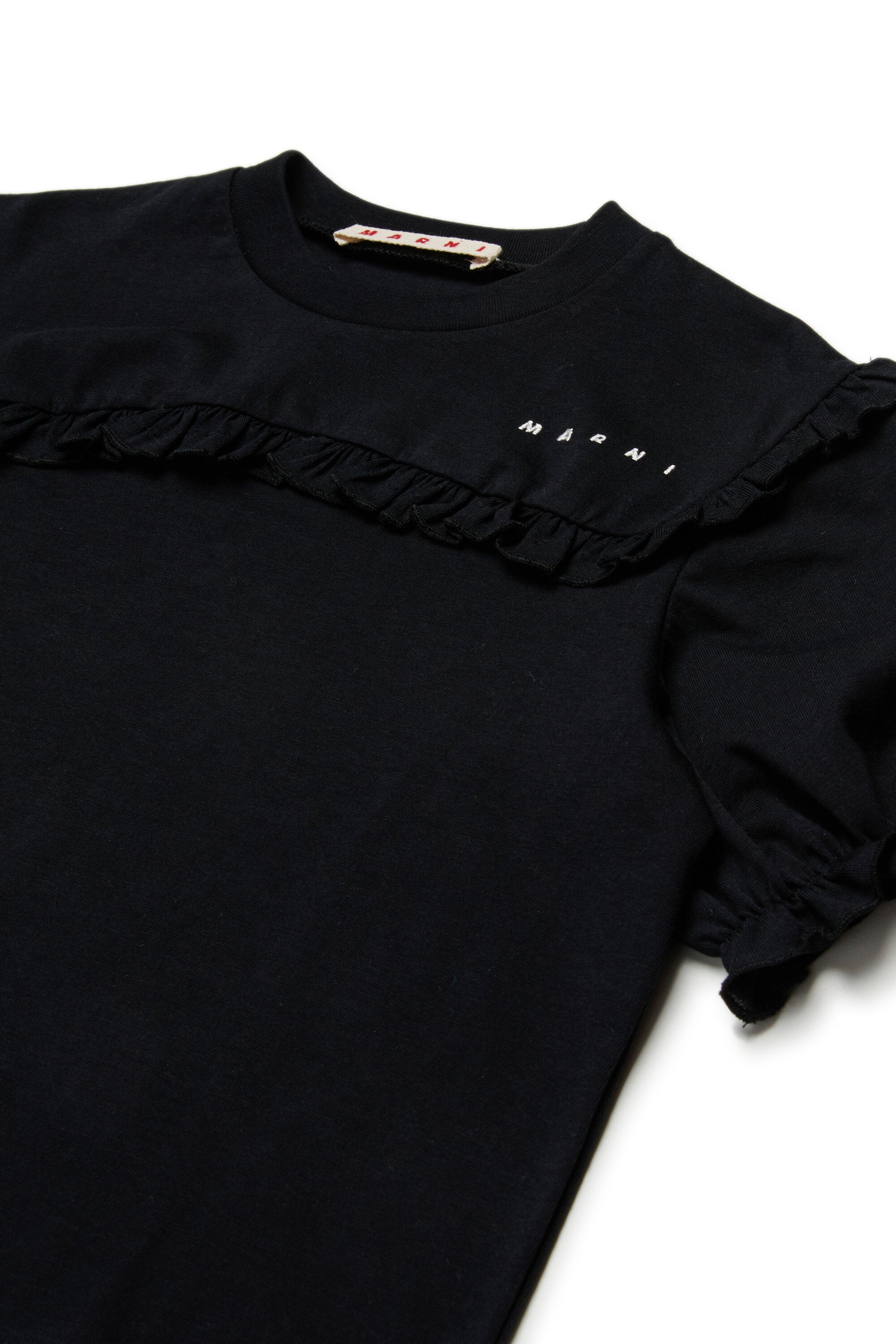 Camiseta de jersey con rouches y logotipo