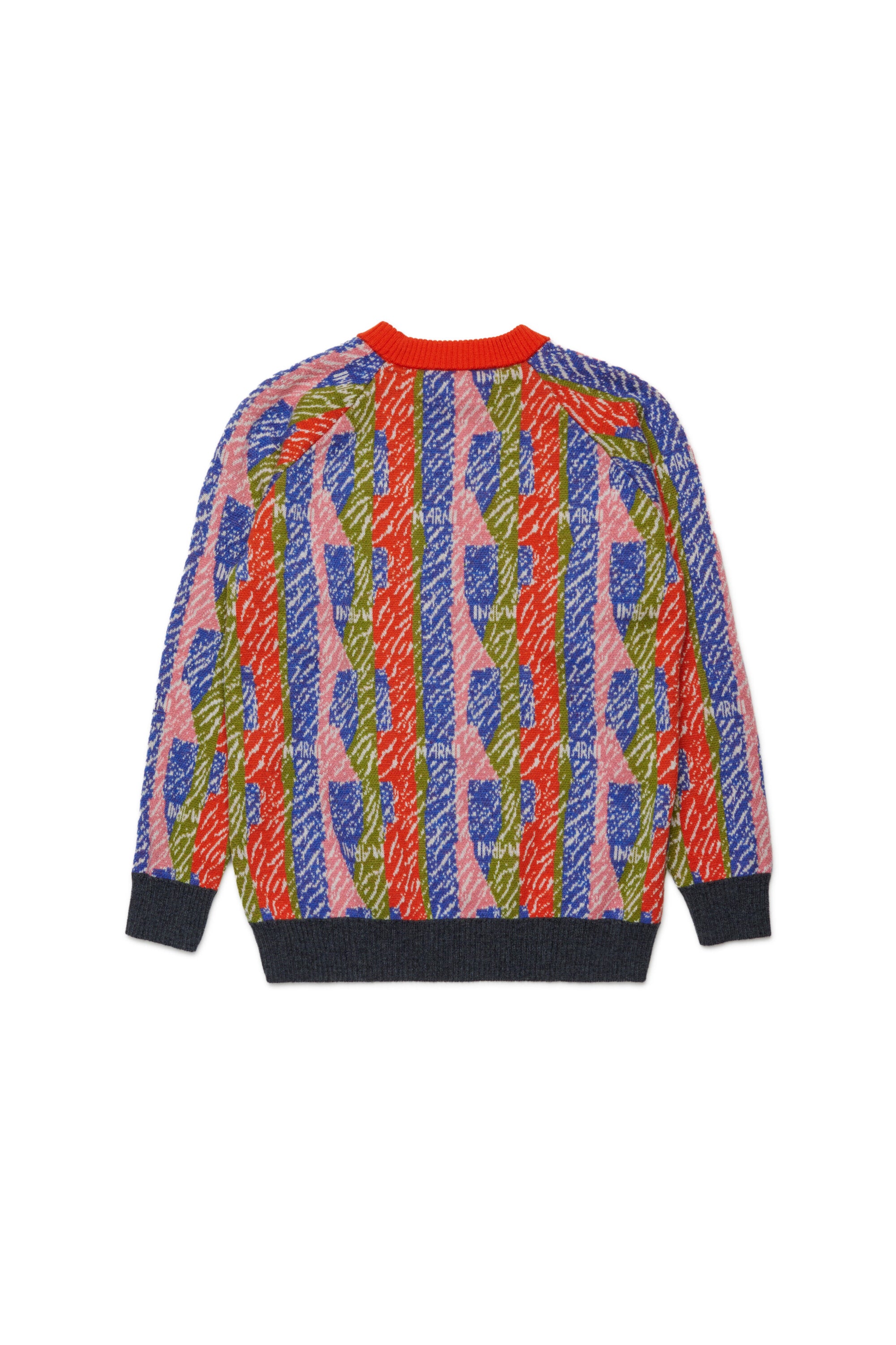 Pullover in misto lana allover a righe jacquard