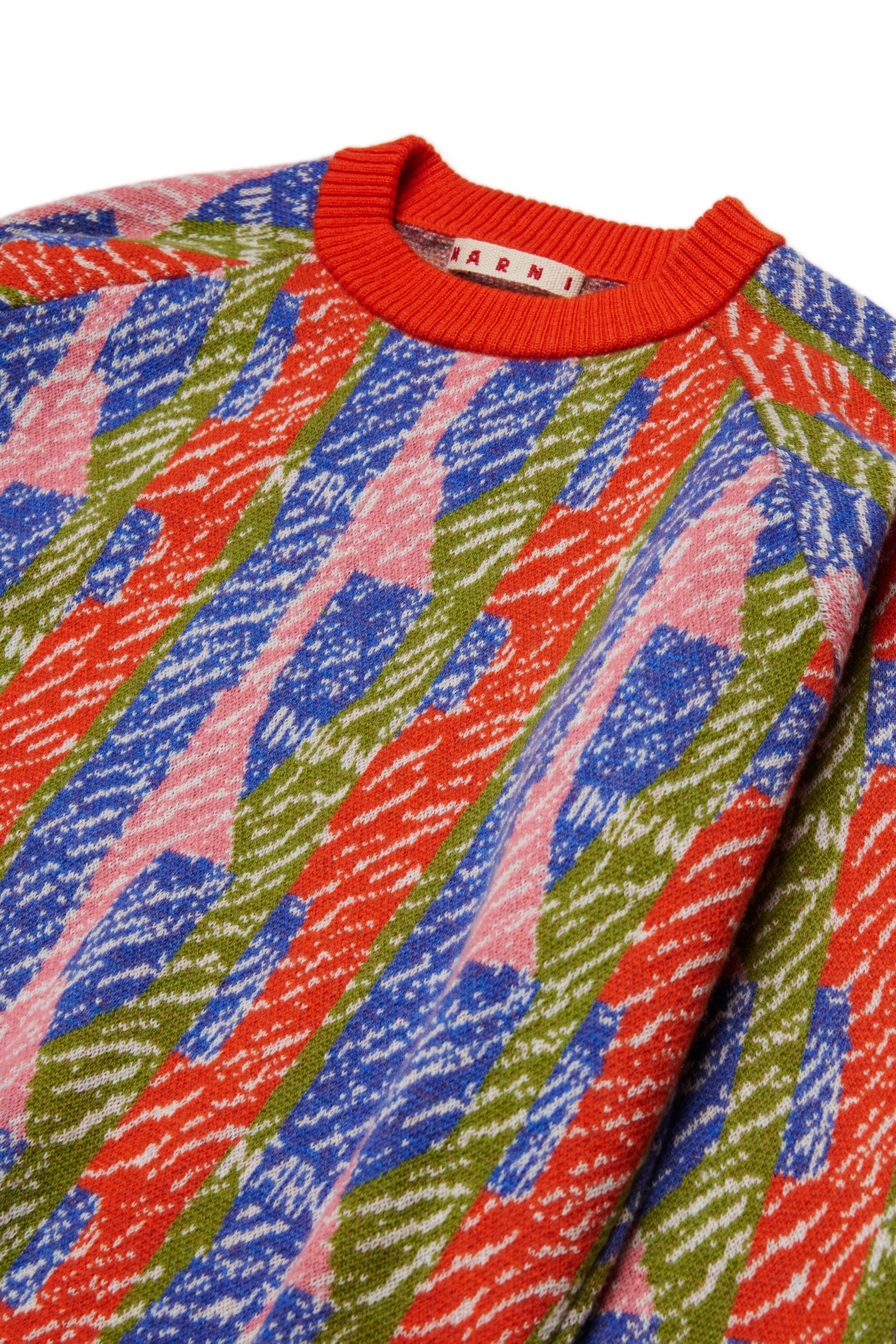 Jacquard-Streifen-Pullover aus einer Wollmischung