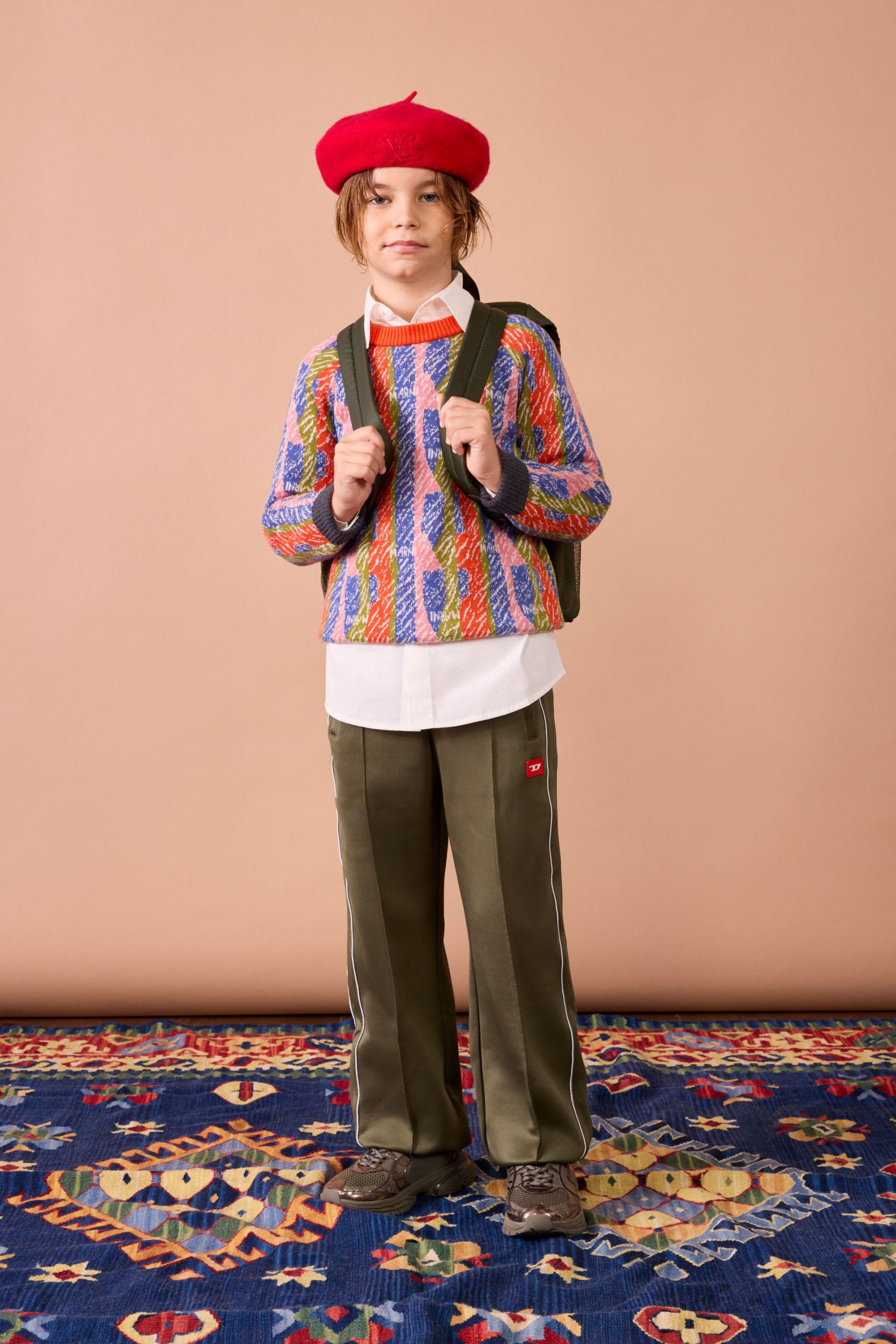 Jacquard-Streifen-Pullover aus einer Wollmischung