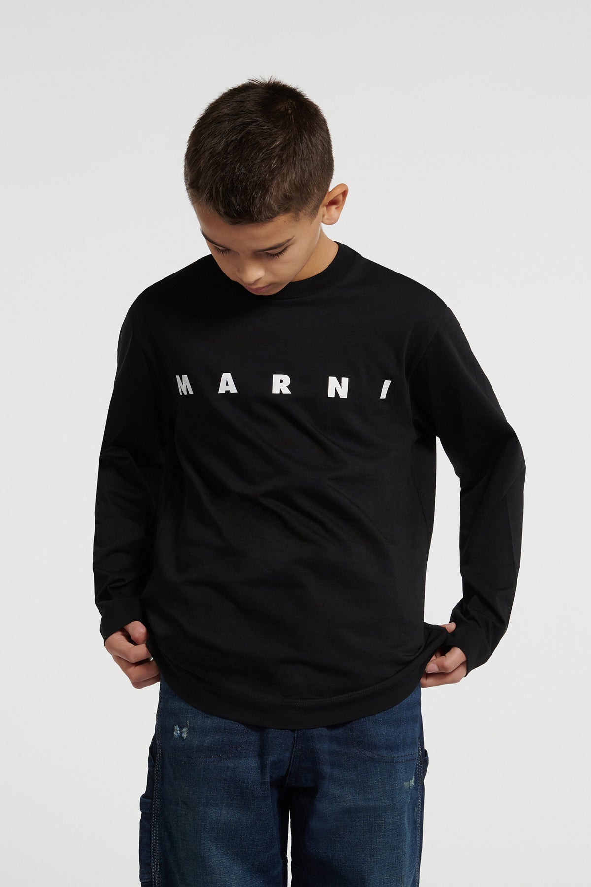 Camiseta de manga larga de jersey con logotipo Marni