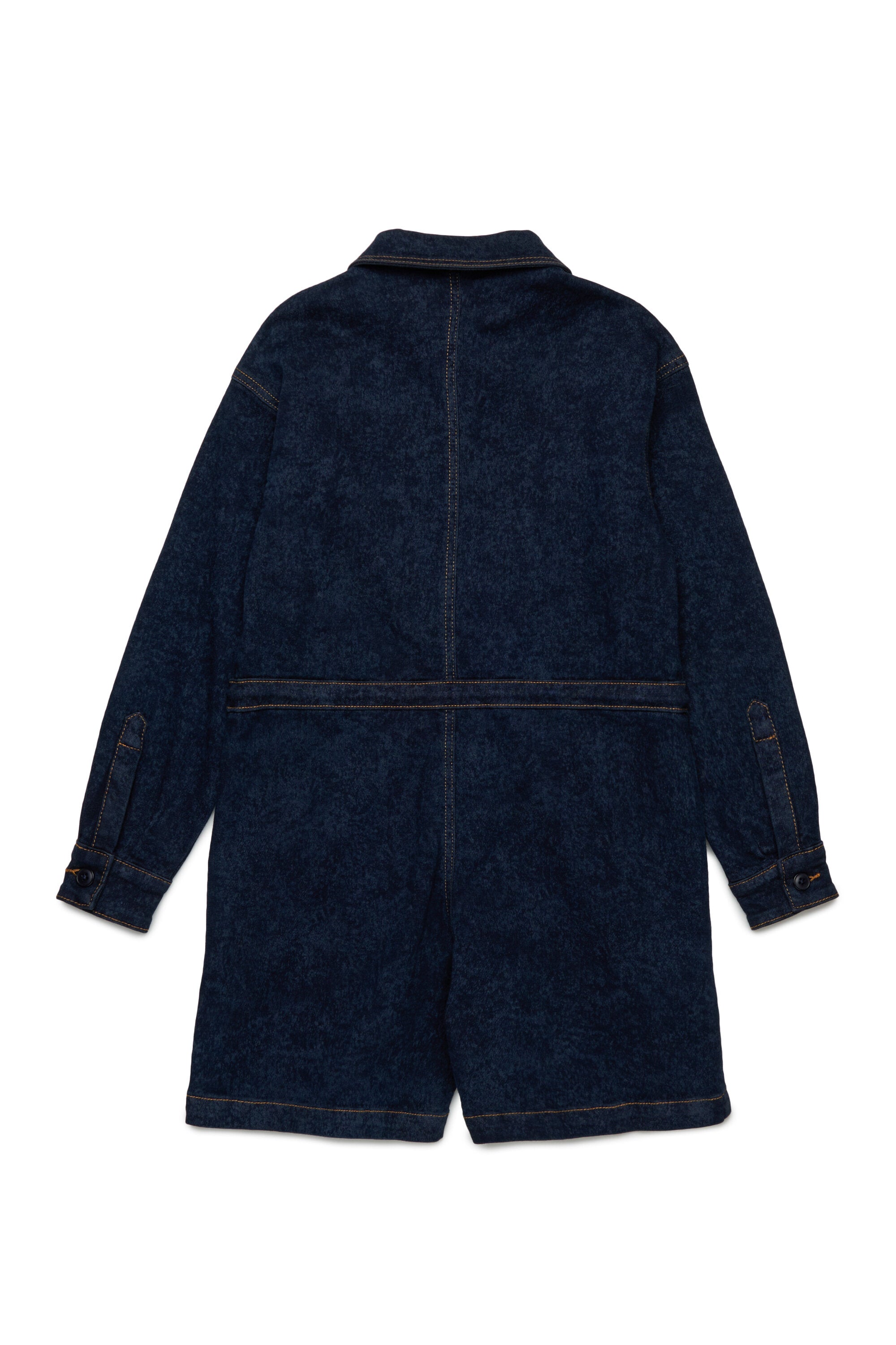 Jumpsuit aus marmoriertem Denim mit Kordelzug