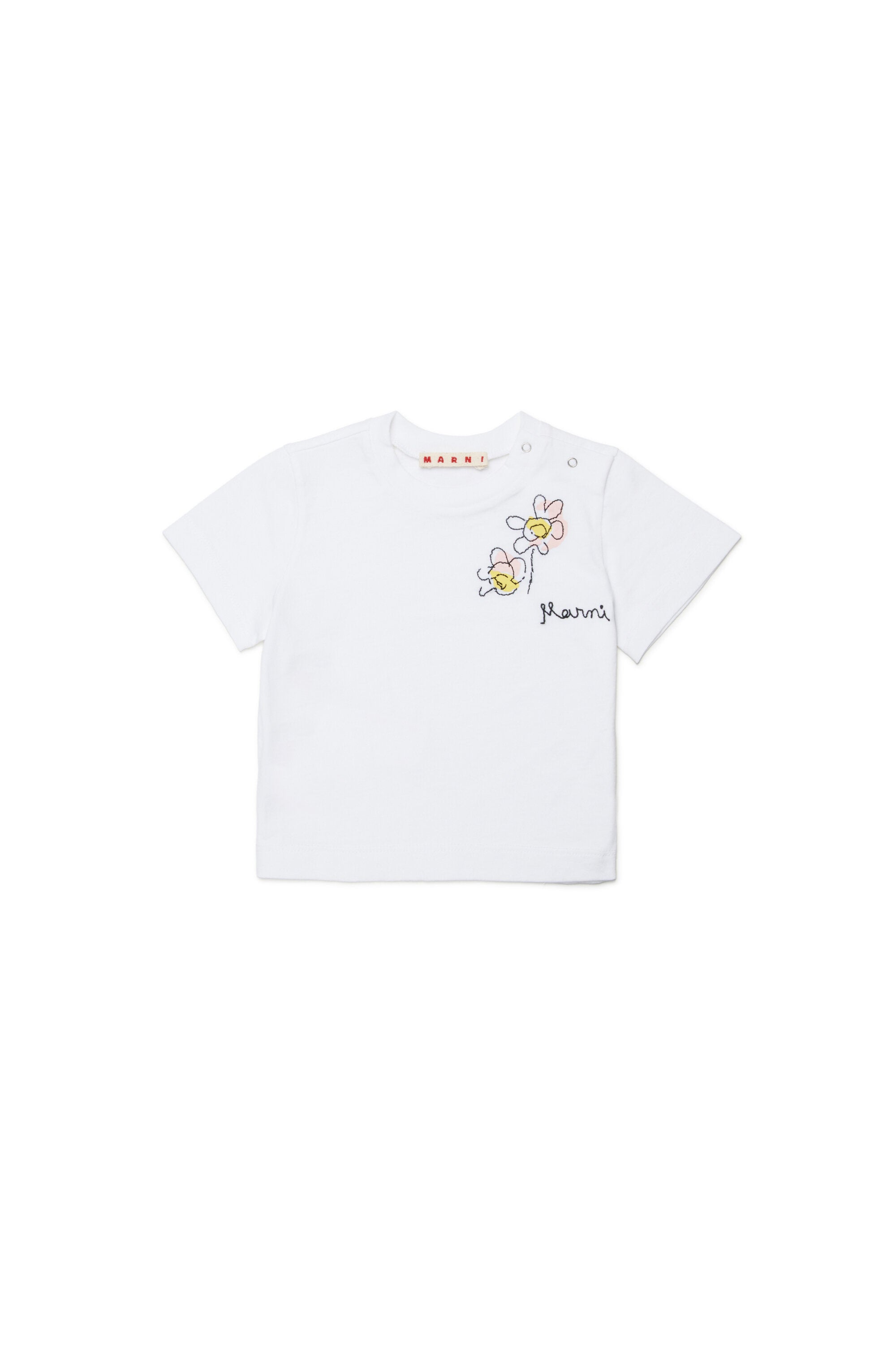 T-Shirt mit Logo und Blumenstickerei