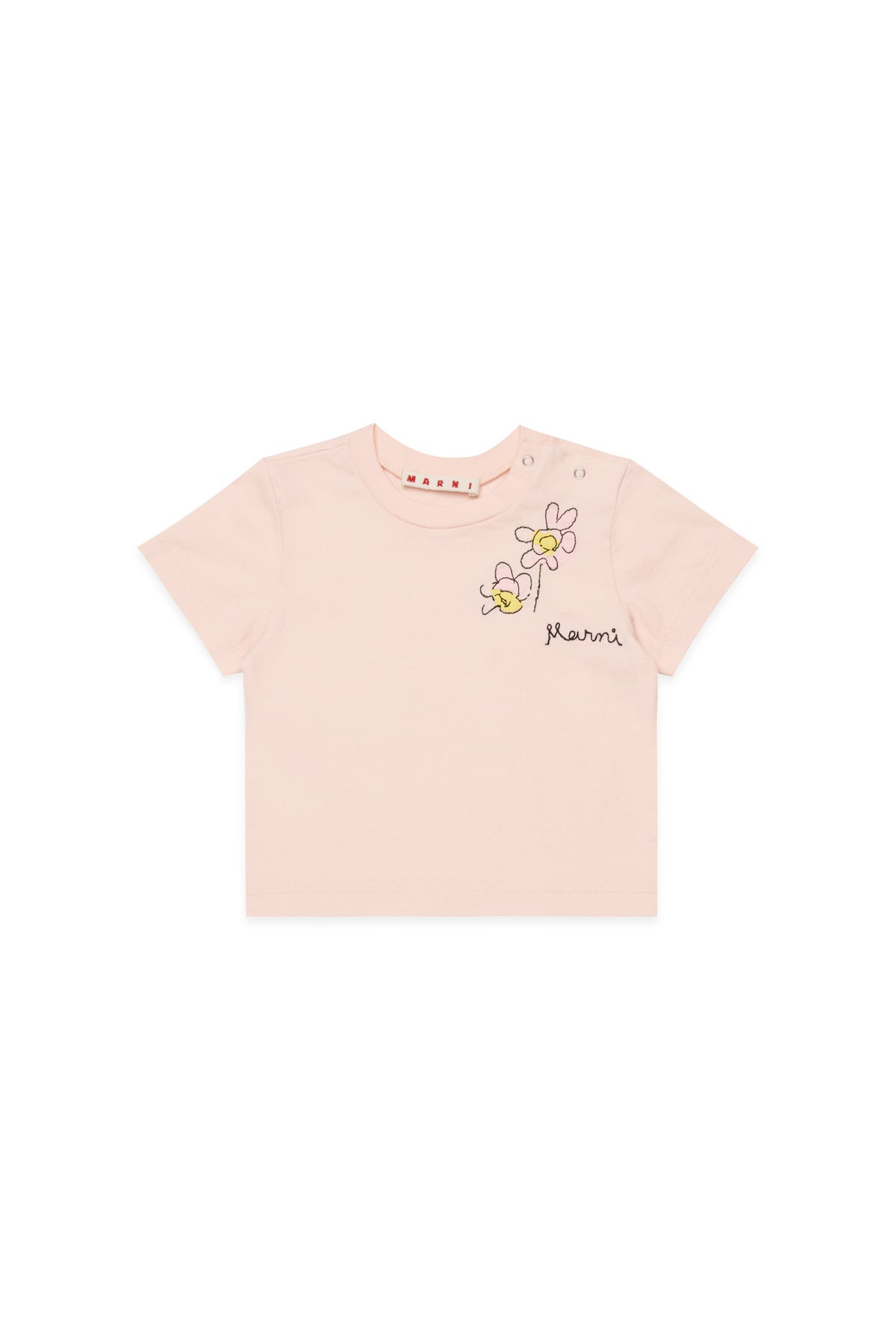 Camiseta con logotipo y bordado floral