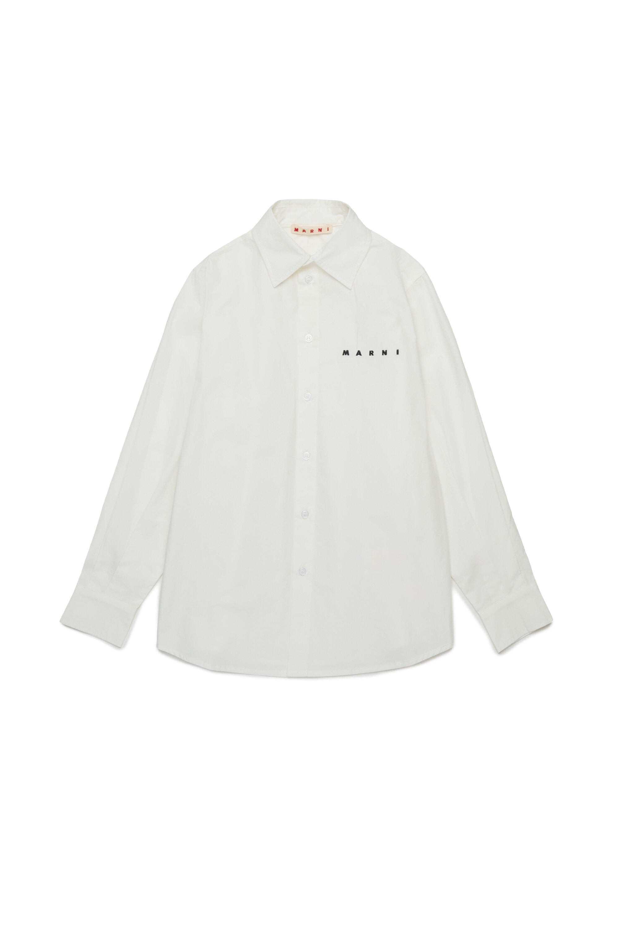 Camicia in popeline con logo ricamato