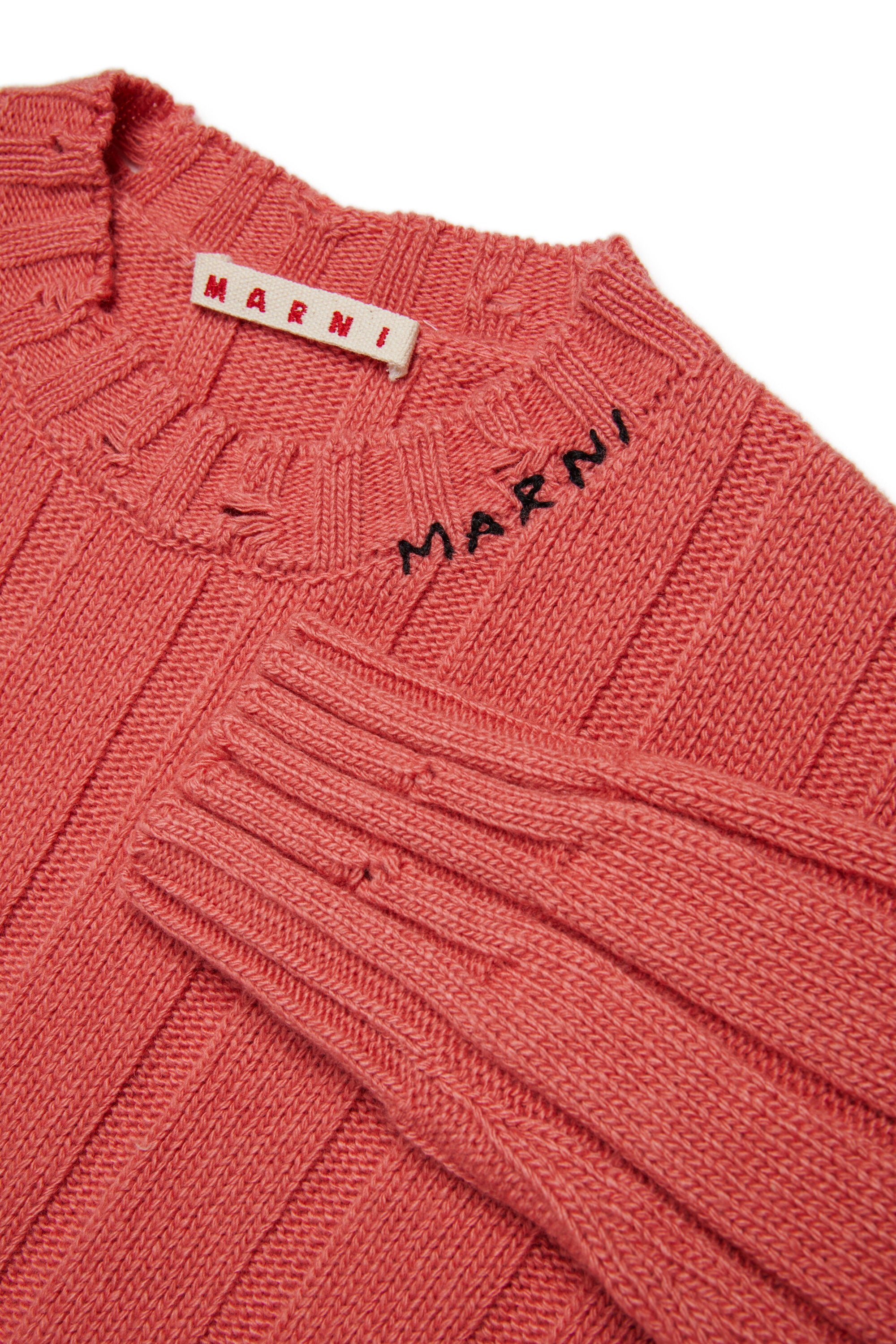 Cropped wool-blend pullover with breaks