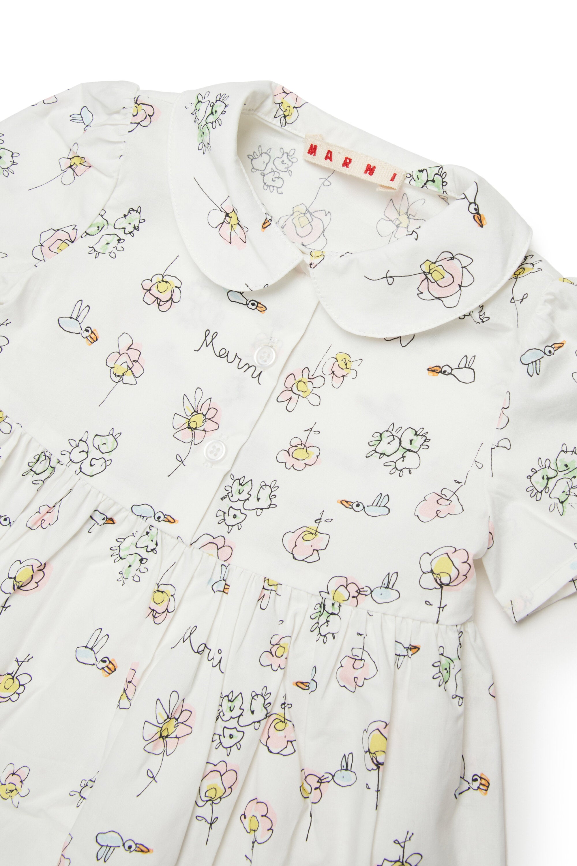 Abito con stampa a fiori e colletto arrotondato