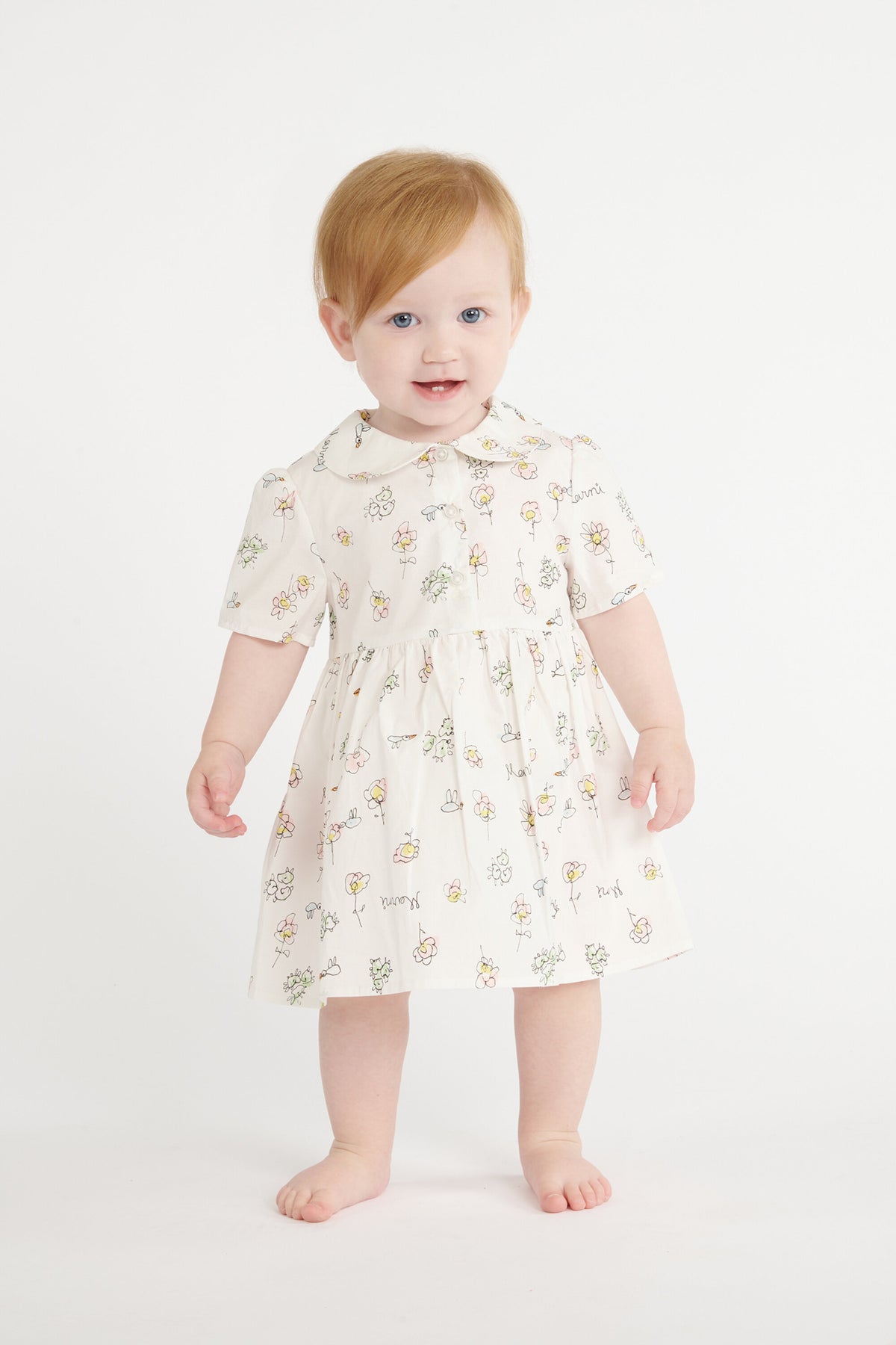 Kleid mit Blumenmuster und rundem Kragen