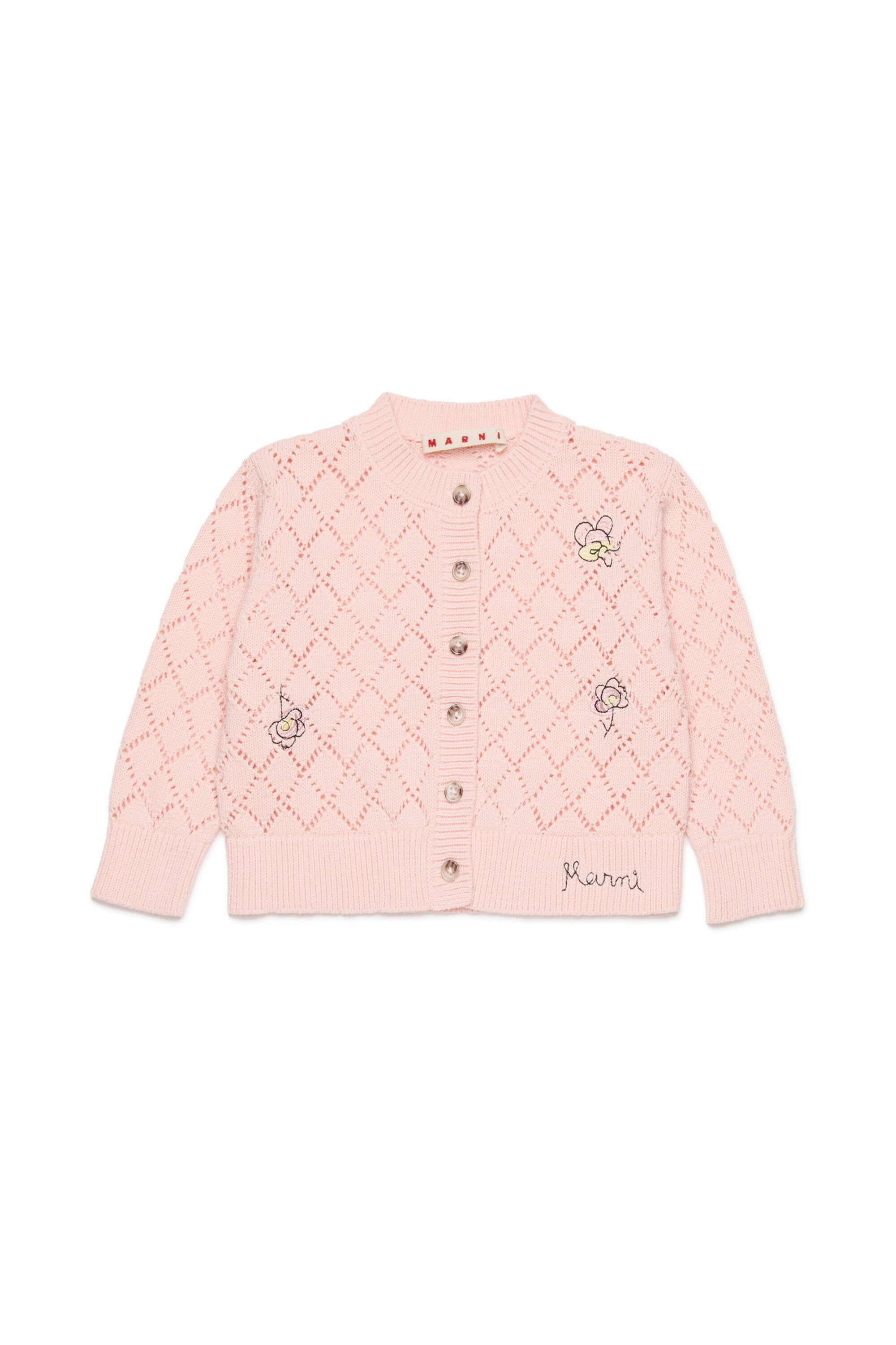 Cardigan ajouré avec broderie florale