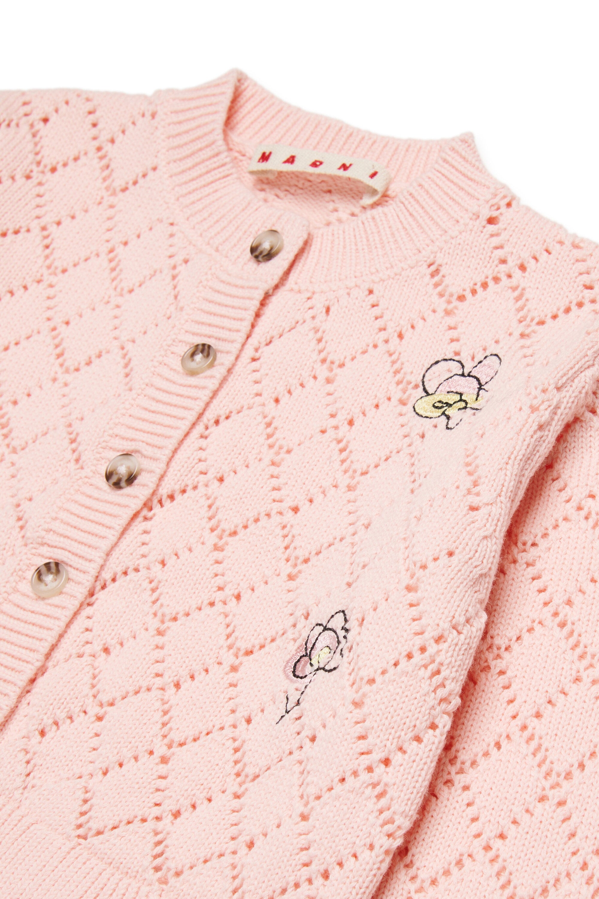 Cardigan ajouré avec broderie florale