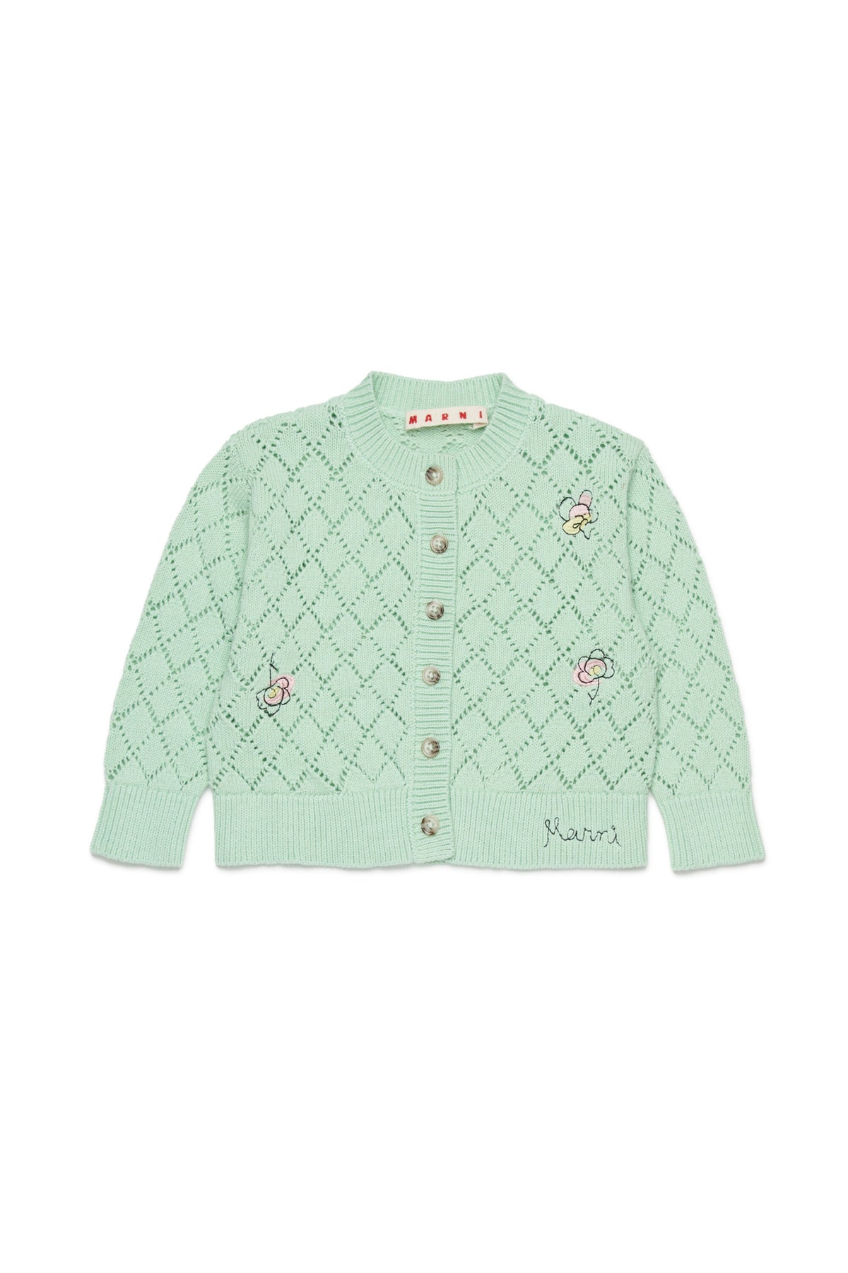 Cardigan ajouré avec broderie florale