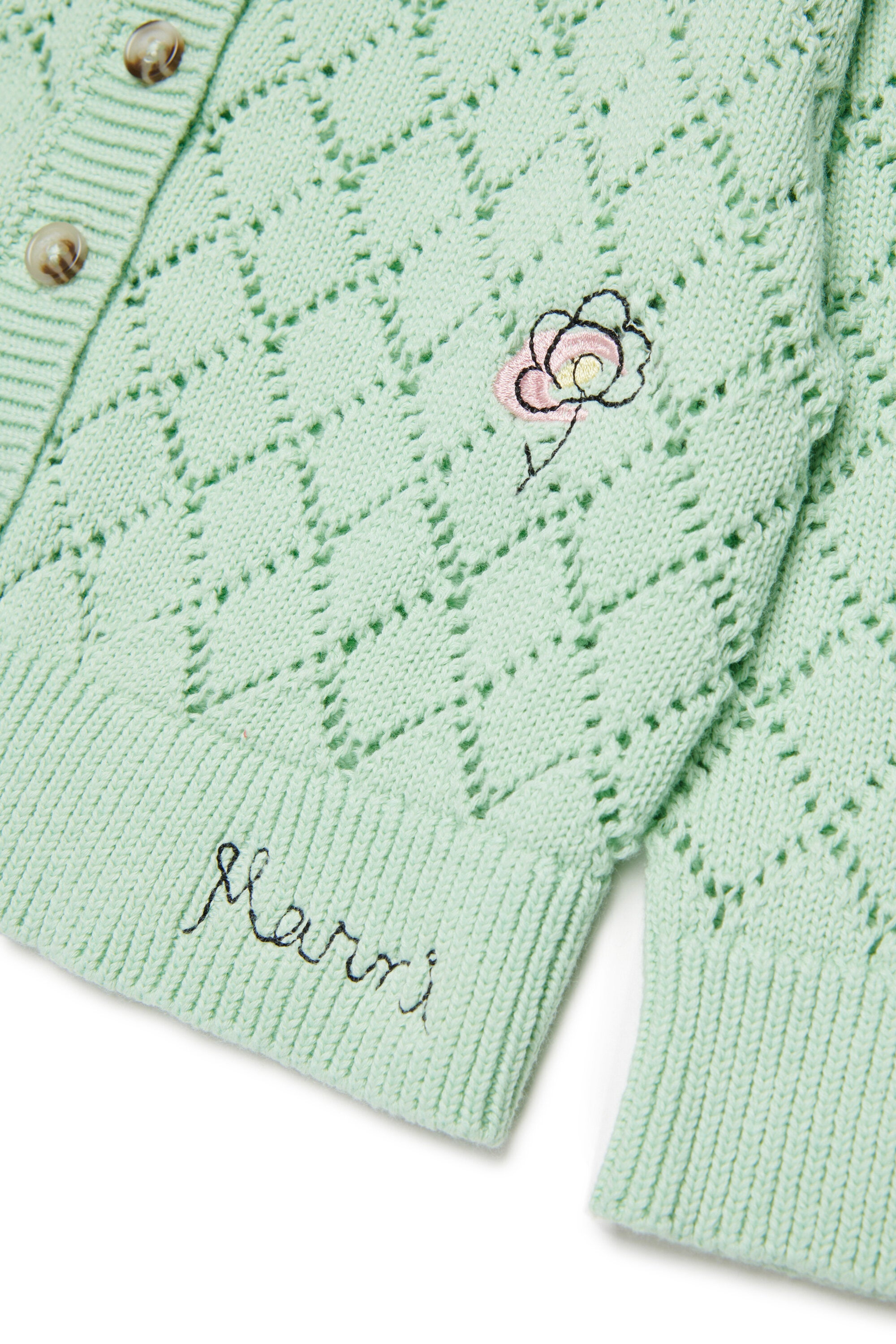 Openwork cardigan with floral embroidery