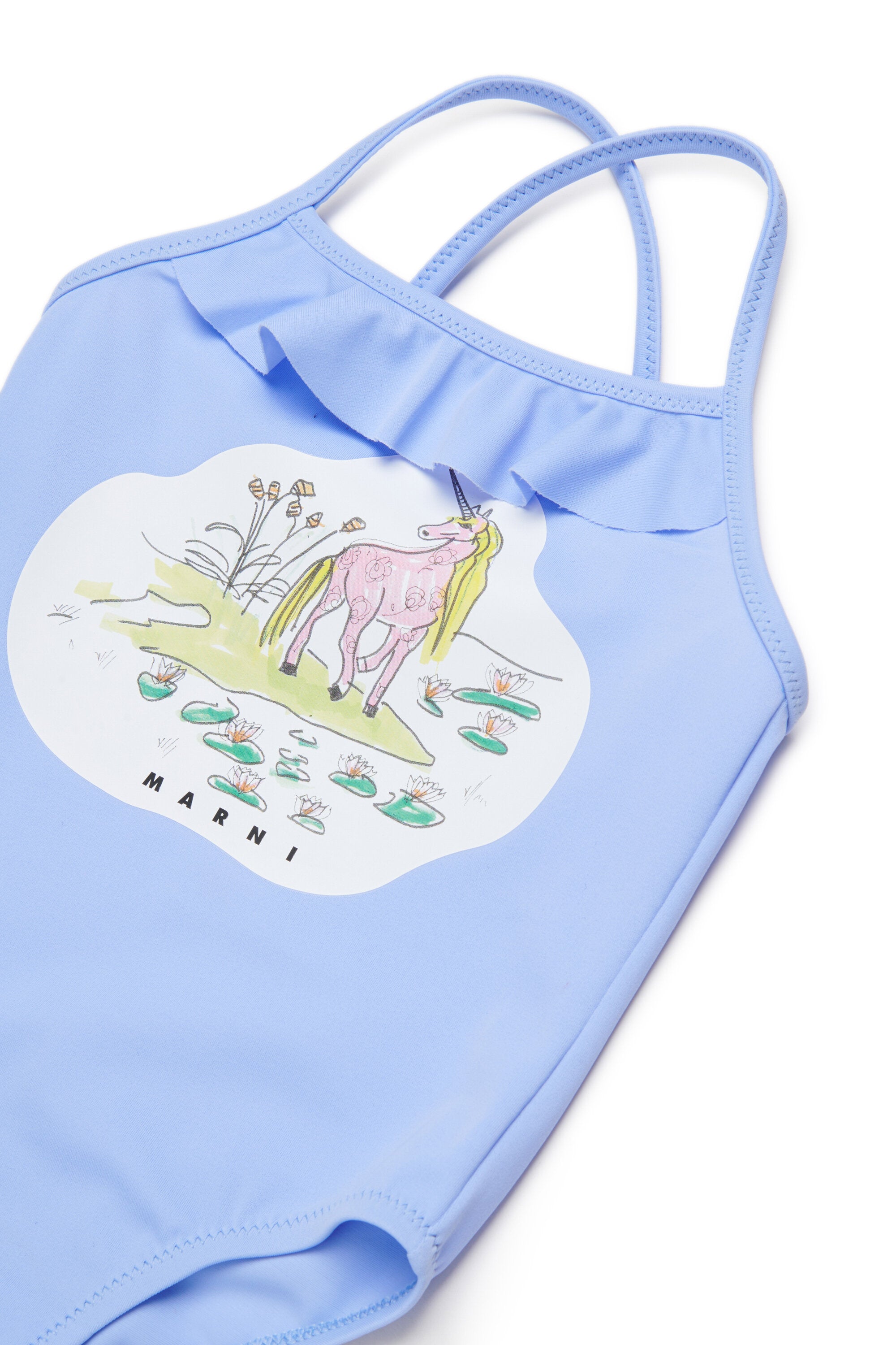 One-piece swimsuit with printed logo