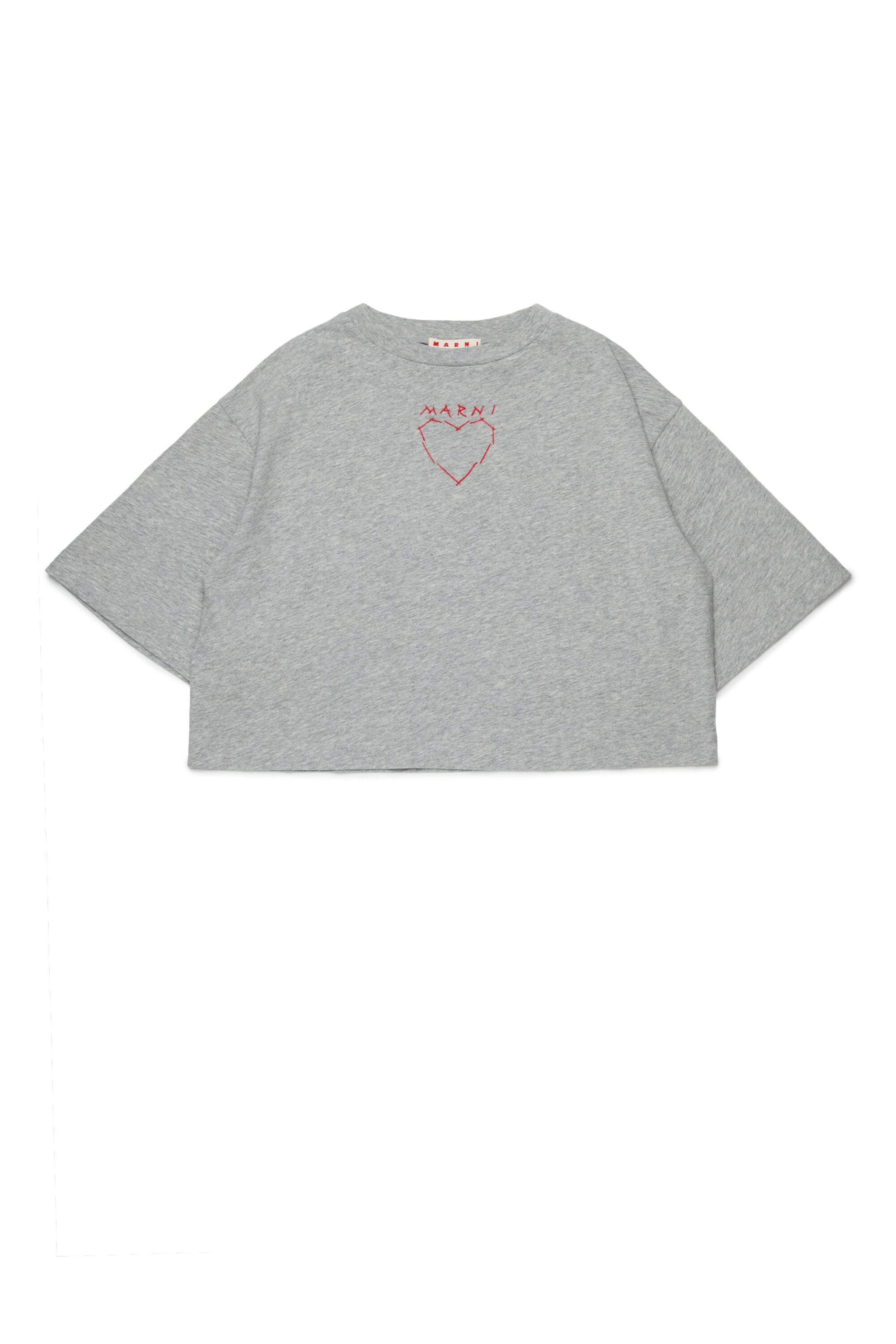 T-Shirt mit Herzstickerei vorne