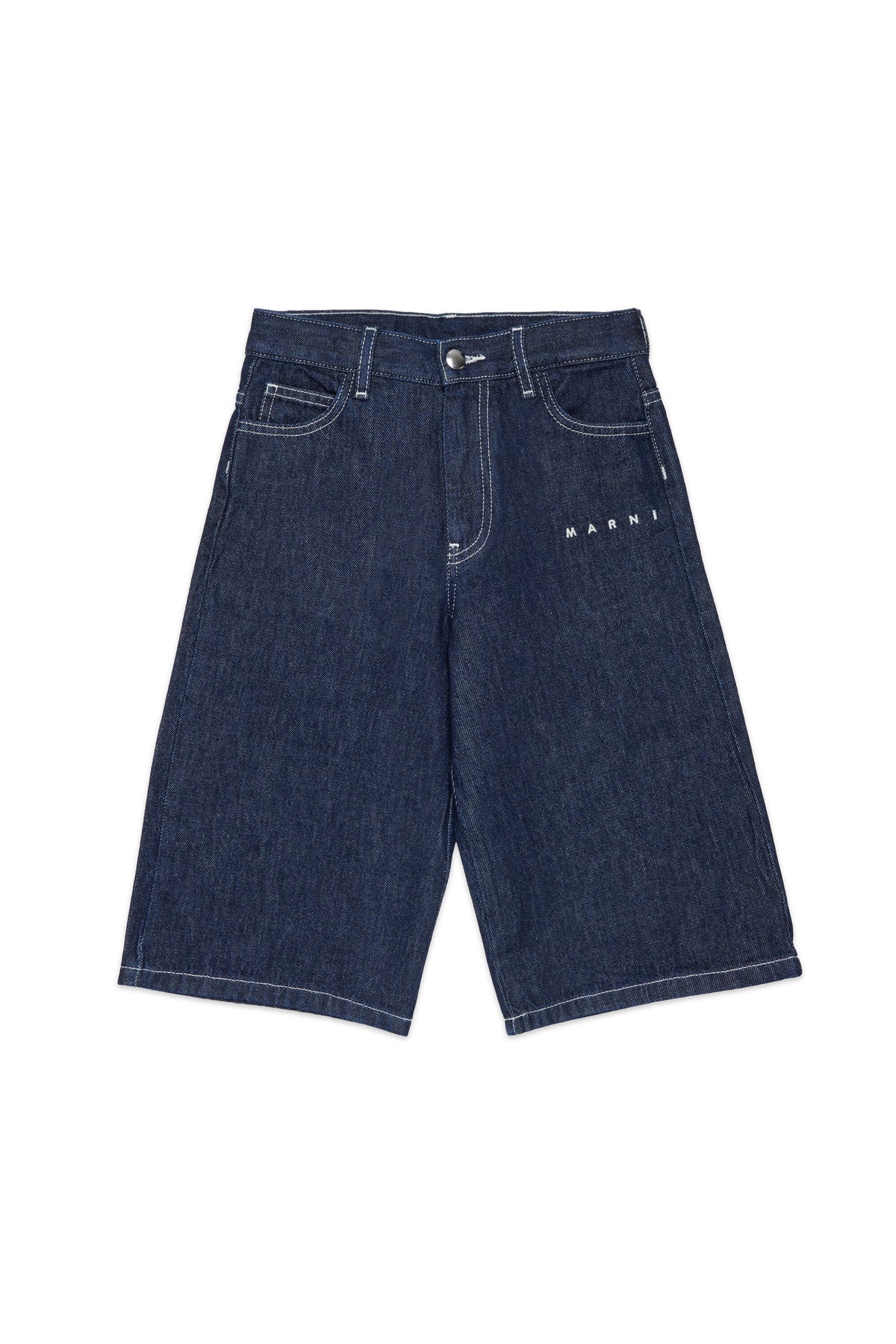 Denim-Bermudas mit aufgedrucktem Logo