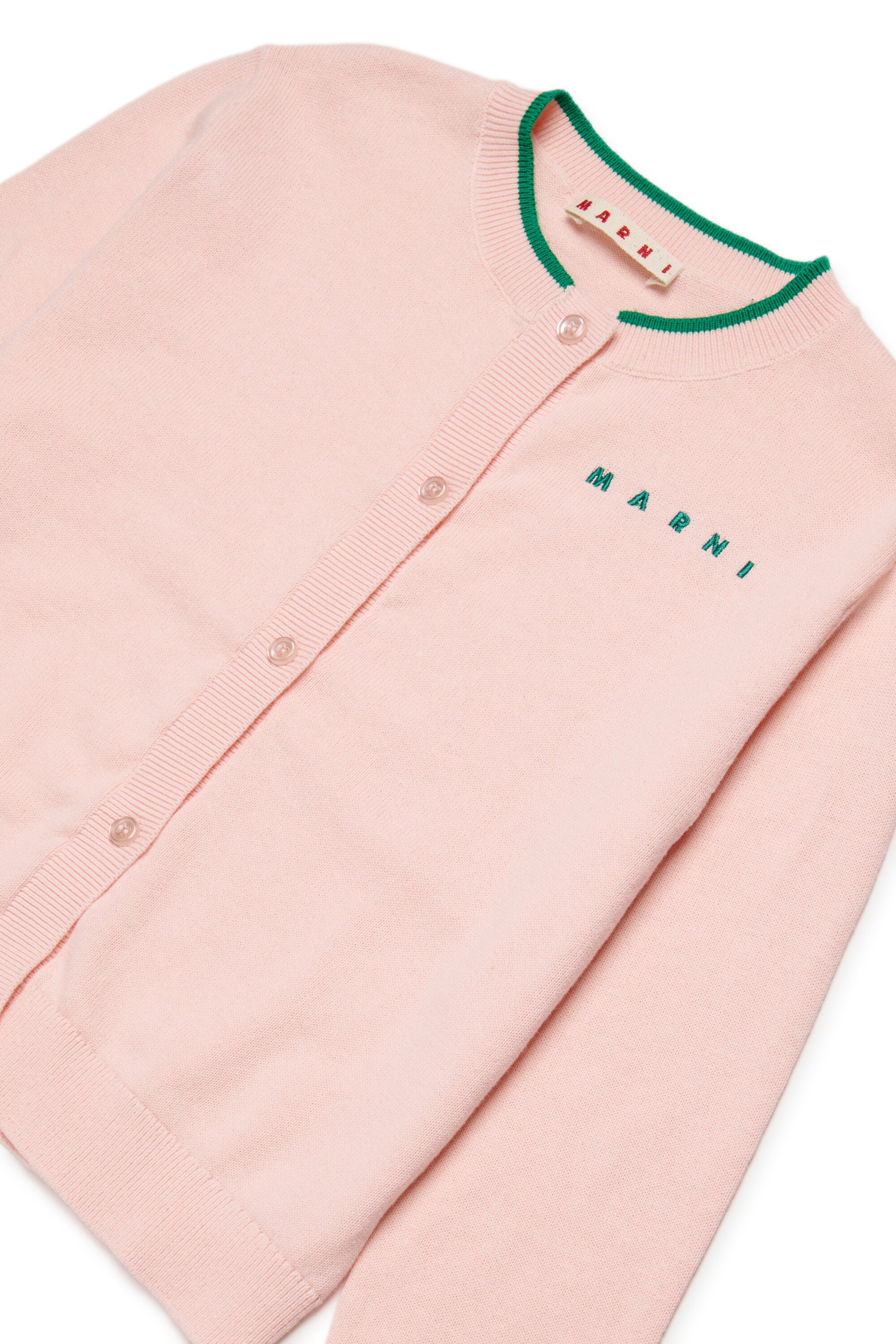 Crew-neck cardigan with logo