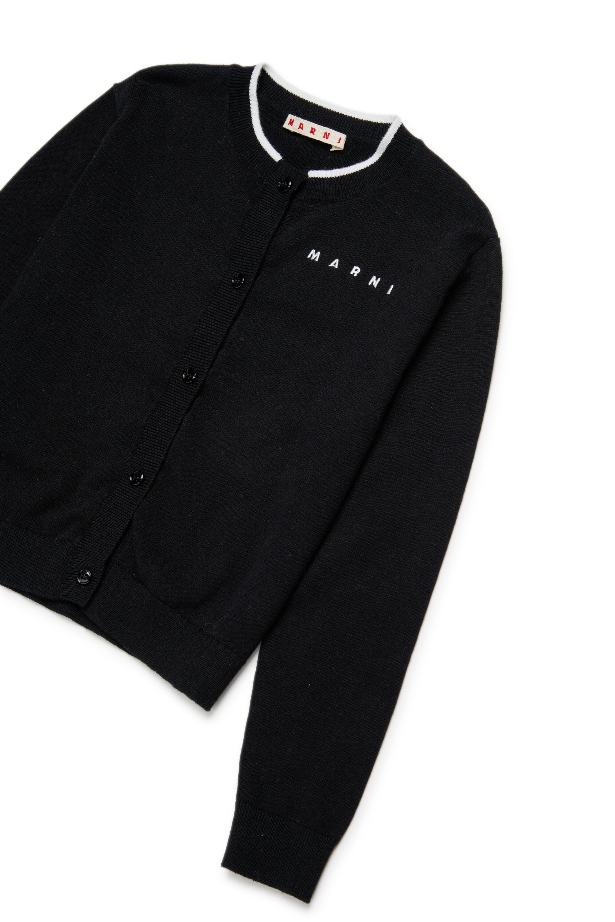Crew-neck cardigan with logo
