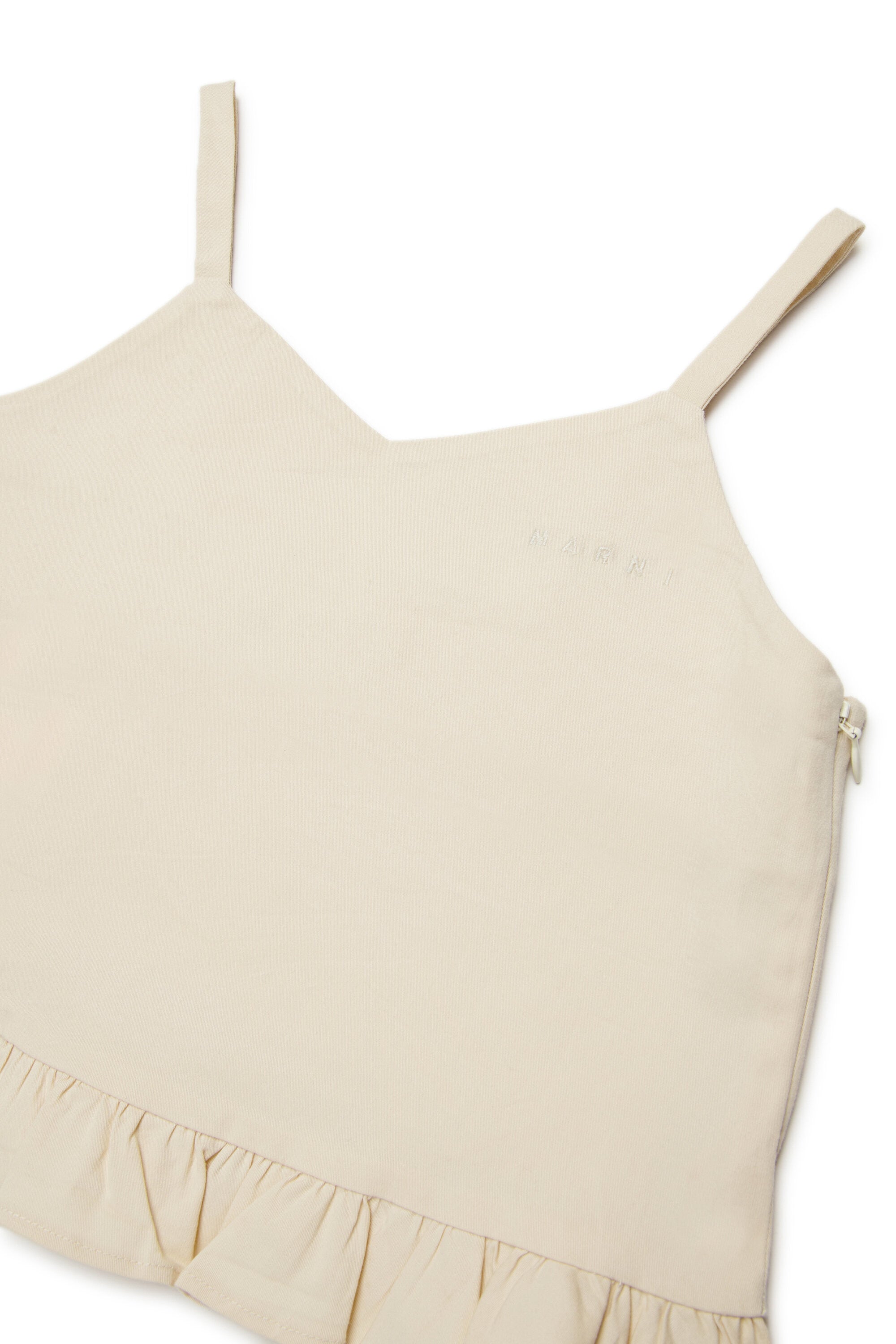 Sleeveless top with ruffles and logo