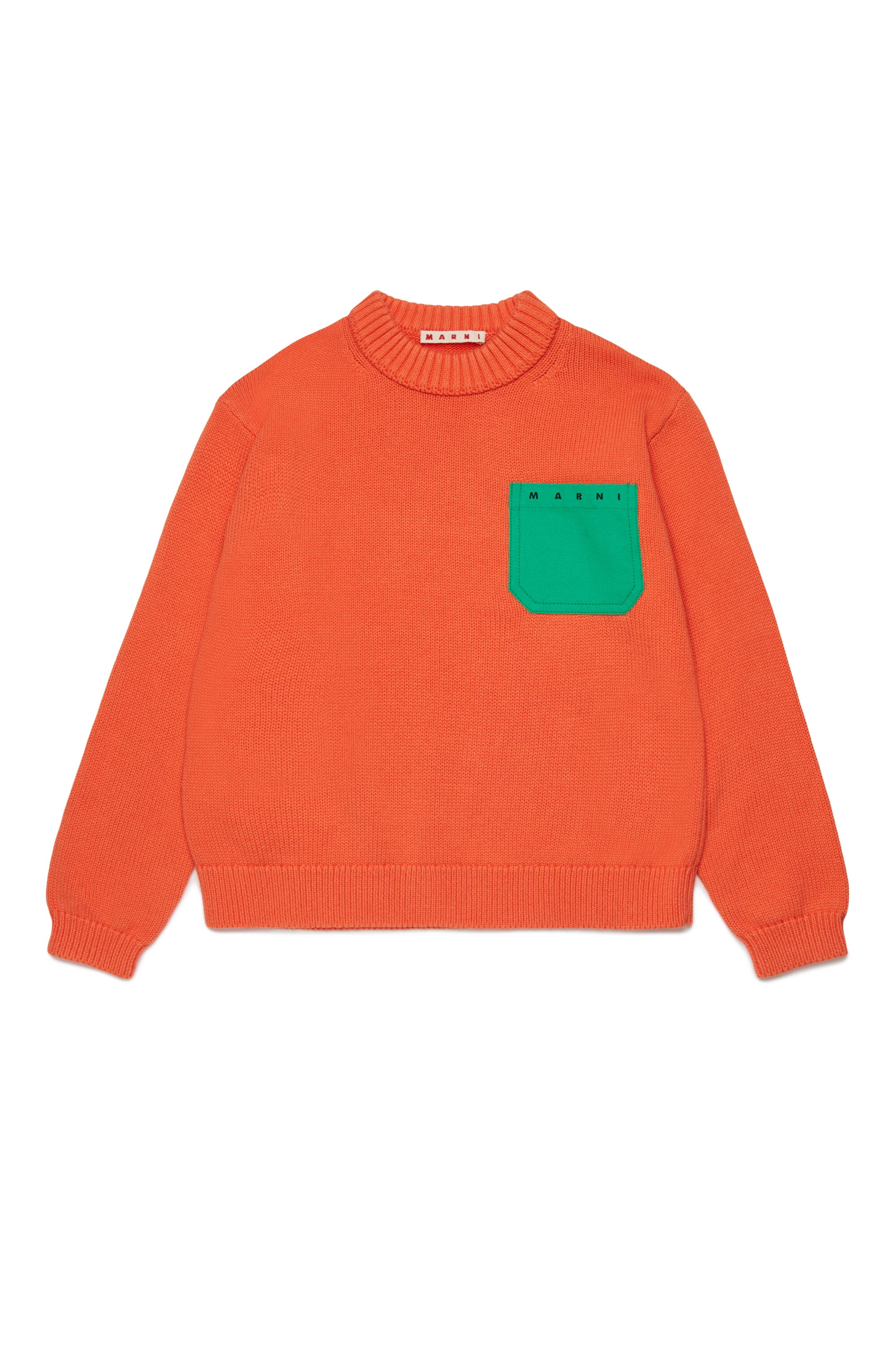 Pullover girocollo con taschino e logo