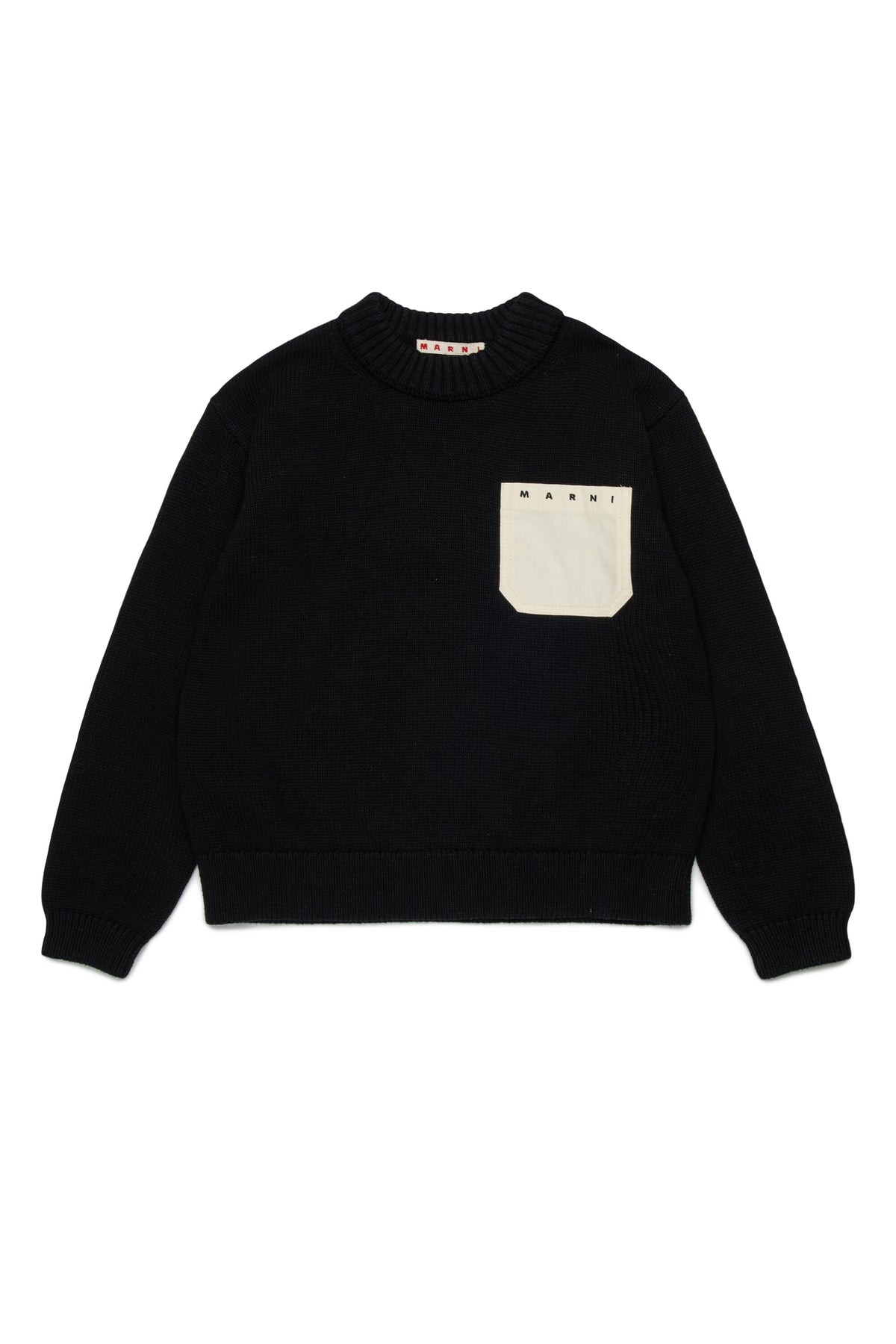 Pull col rond avec poche poitrine et logo