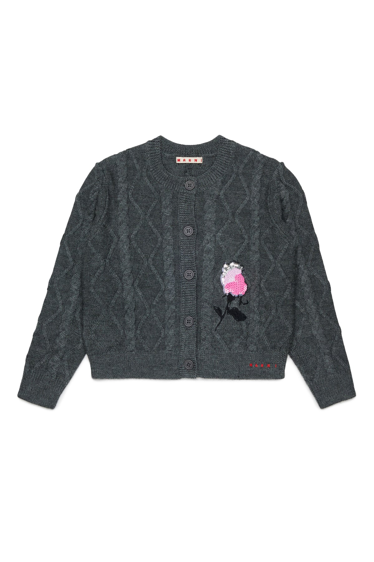 Zopfmuster-Cardigan mit Logo